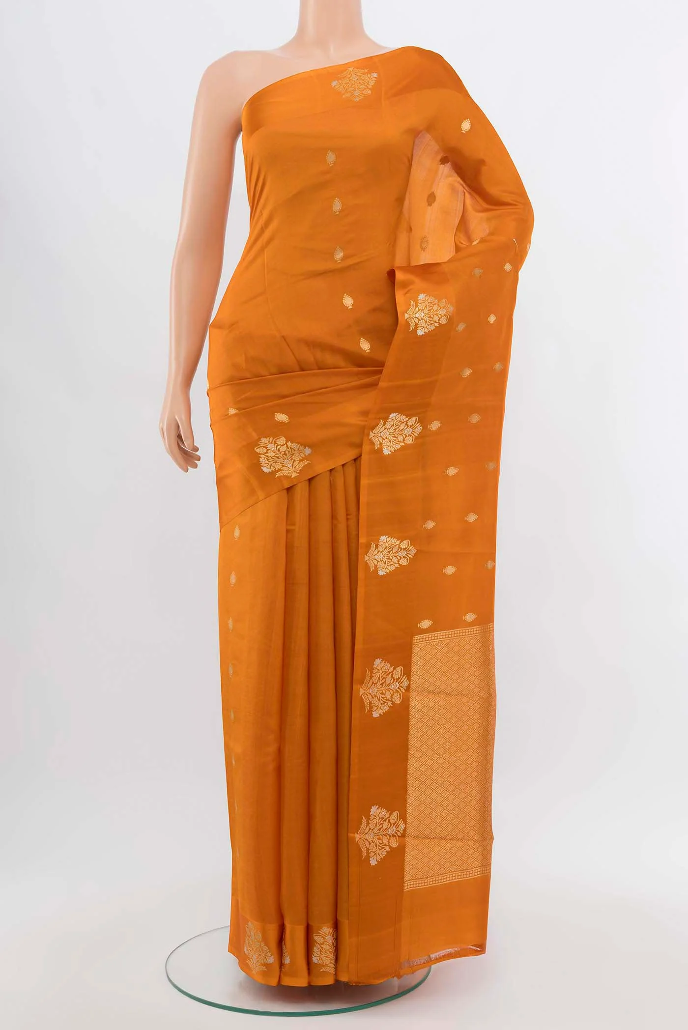 Orange Banarasi Katan Silk Saree