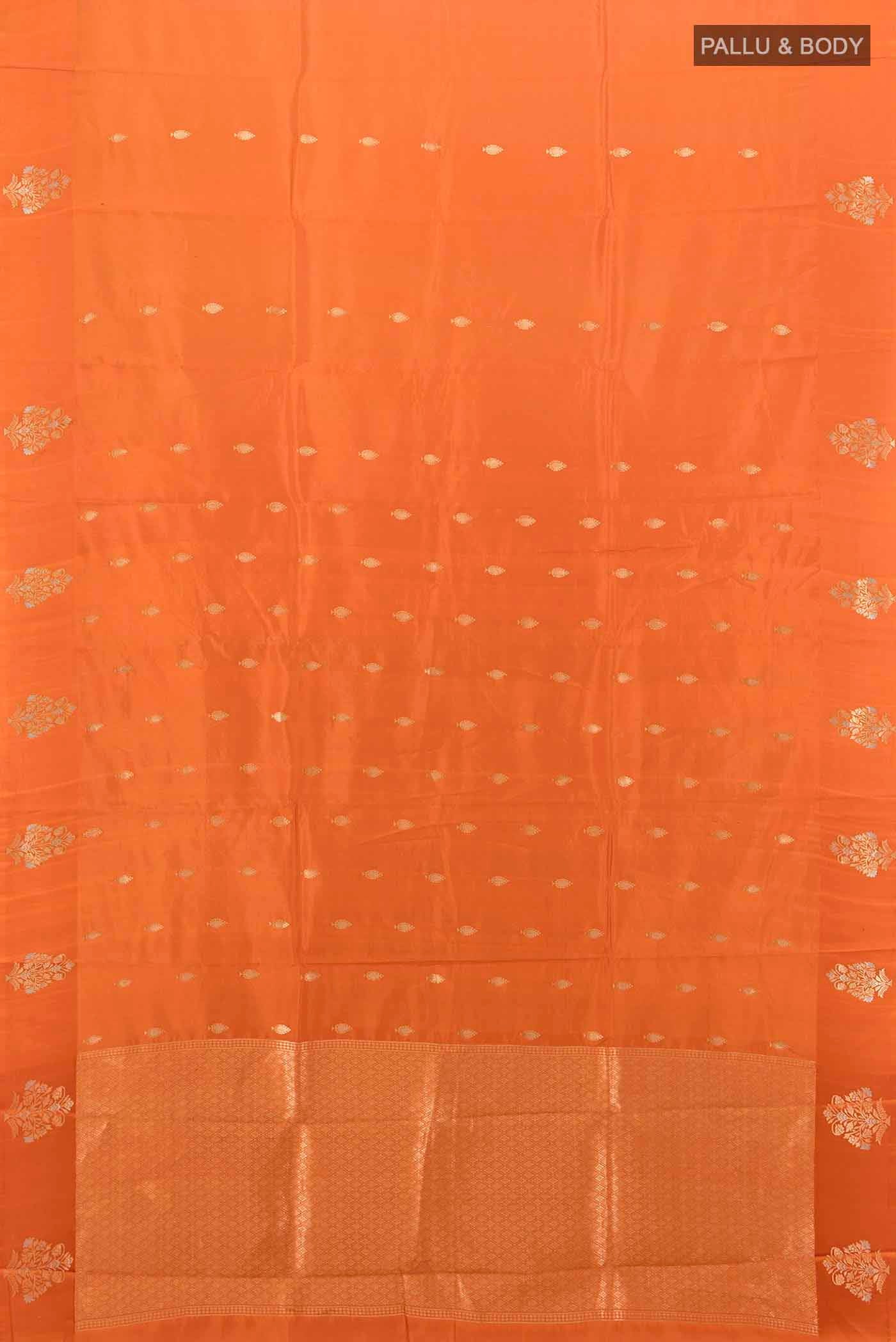 Orange Banarasi Katan Silk Saree - Image 5