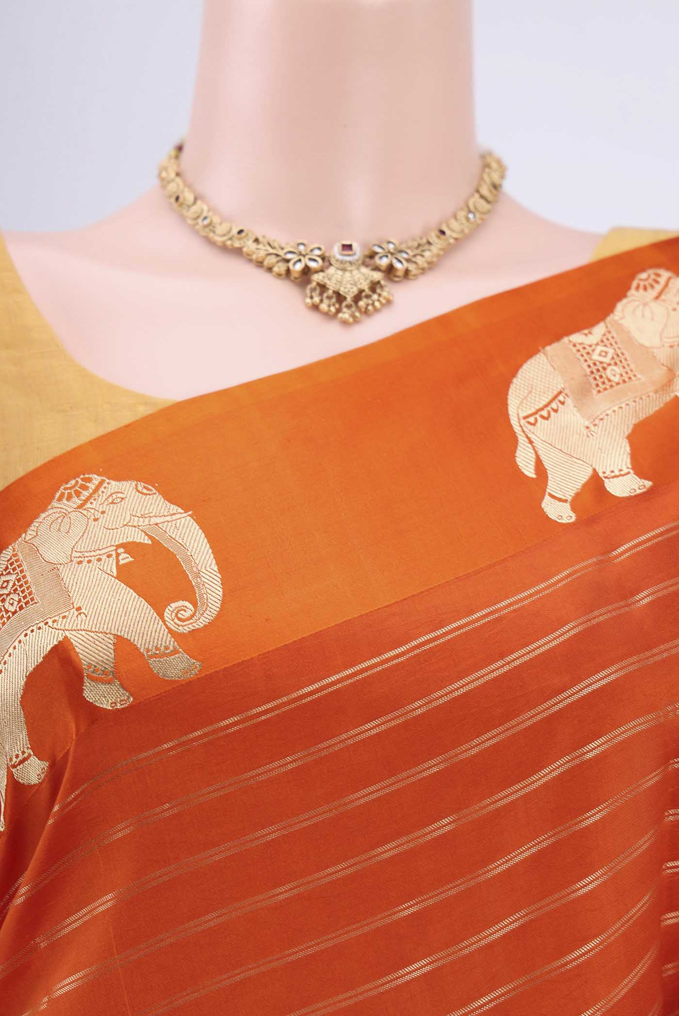 Orange Banarasi Silk Saree - Image 2