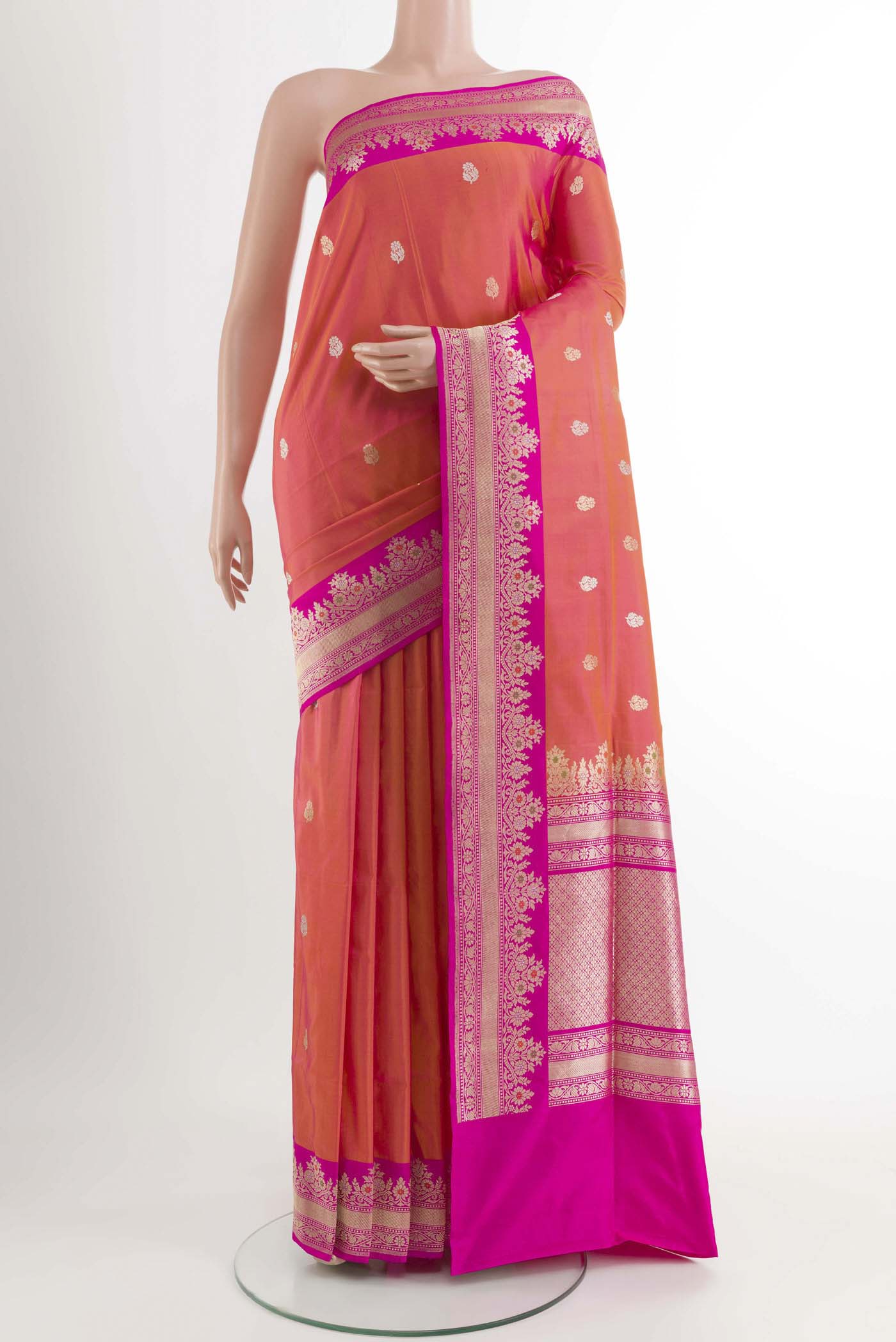 Orange Banarasi Silk Saree