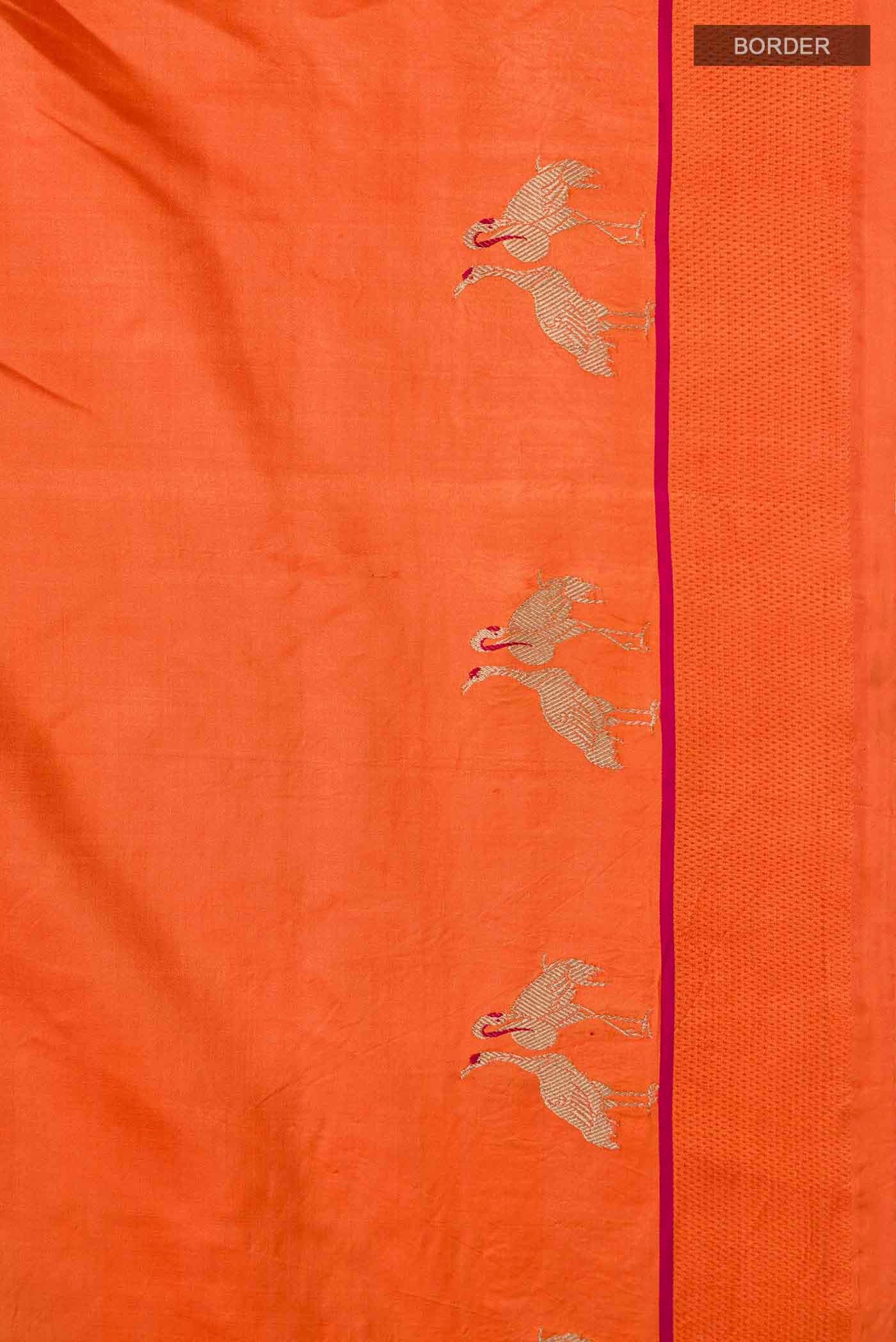 Orange Banarasi Silk Saree - Image 3
