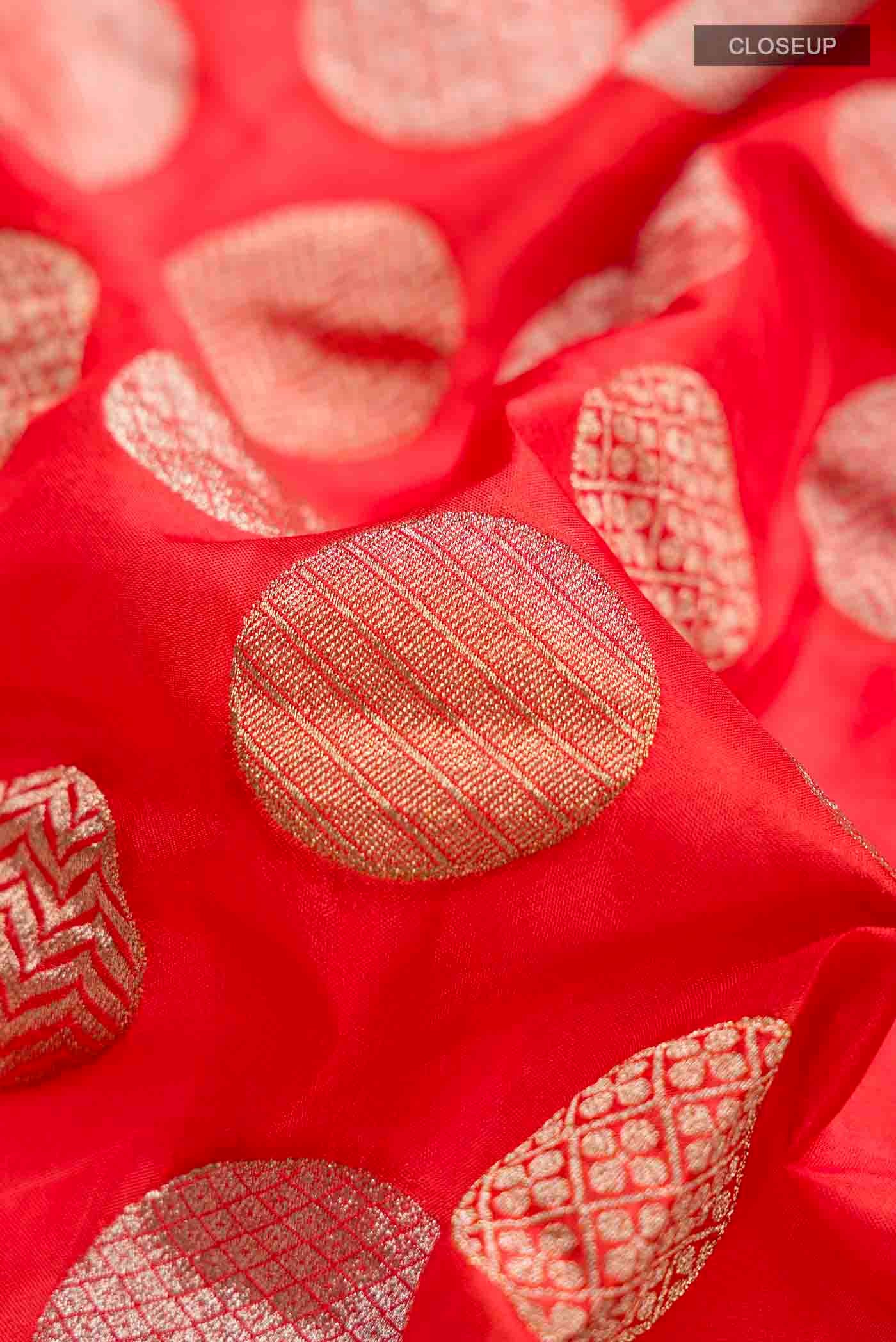 Orange Banarasi Silk Saree - Image 2