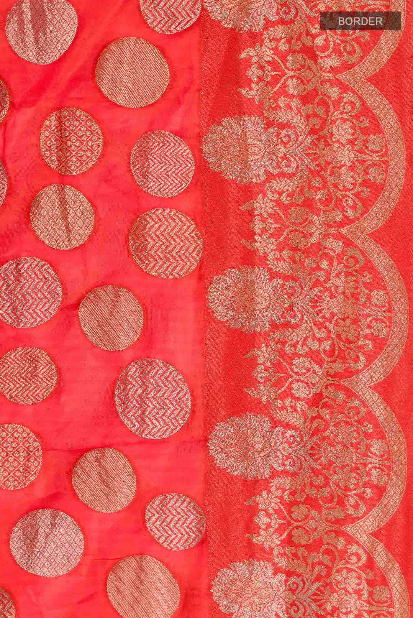 Orange Banarasi Silk Saree - Image 3