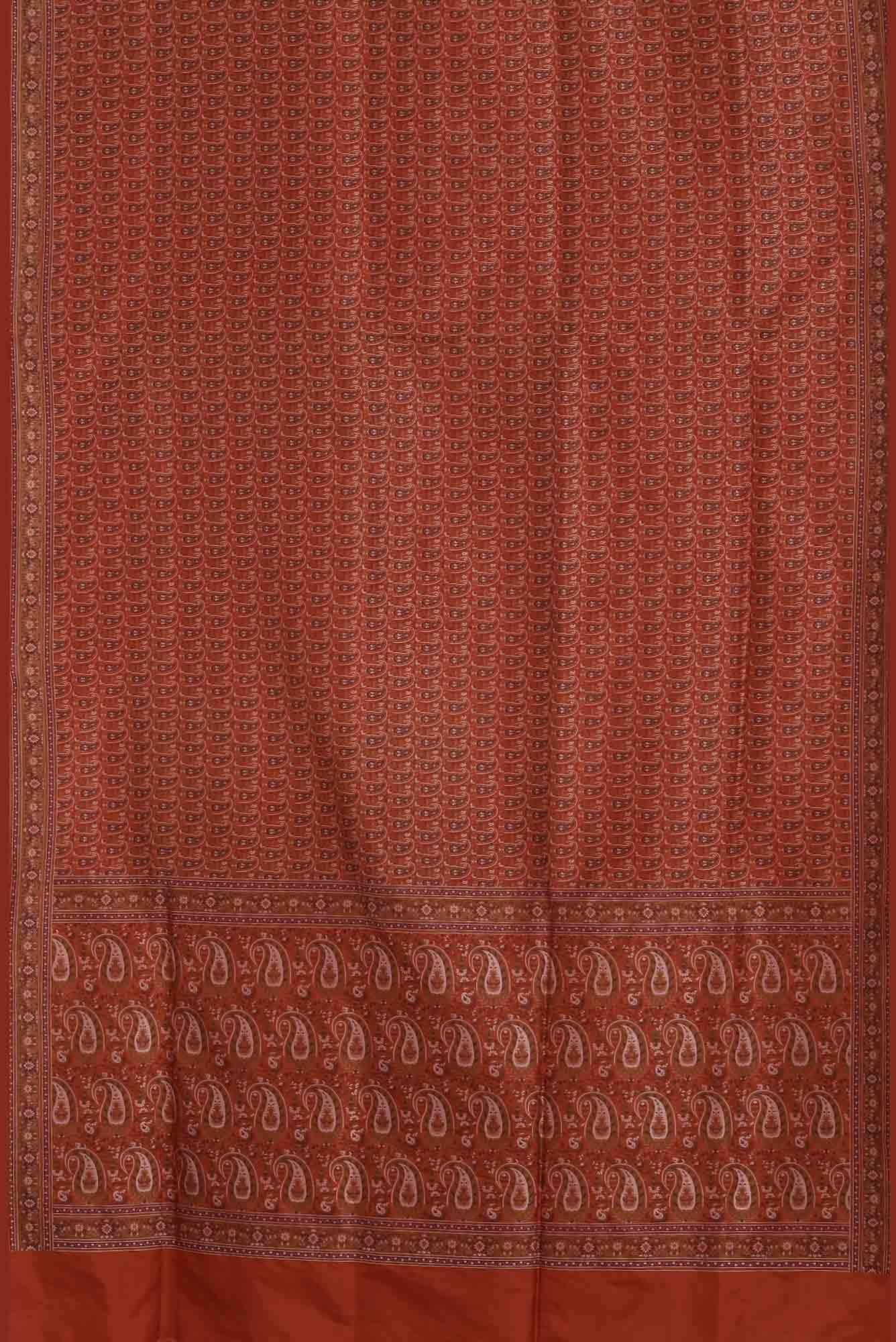 Orange Banarasi Tanchoi Silk Saree - Image 3