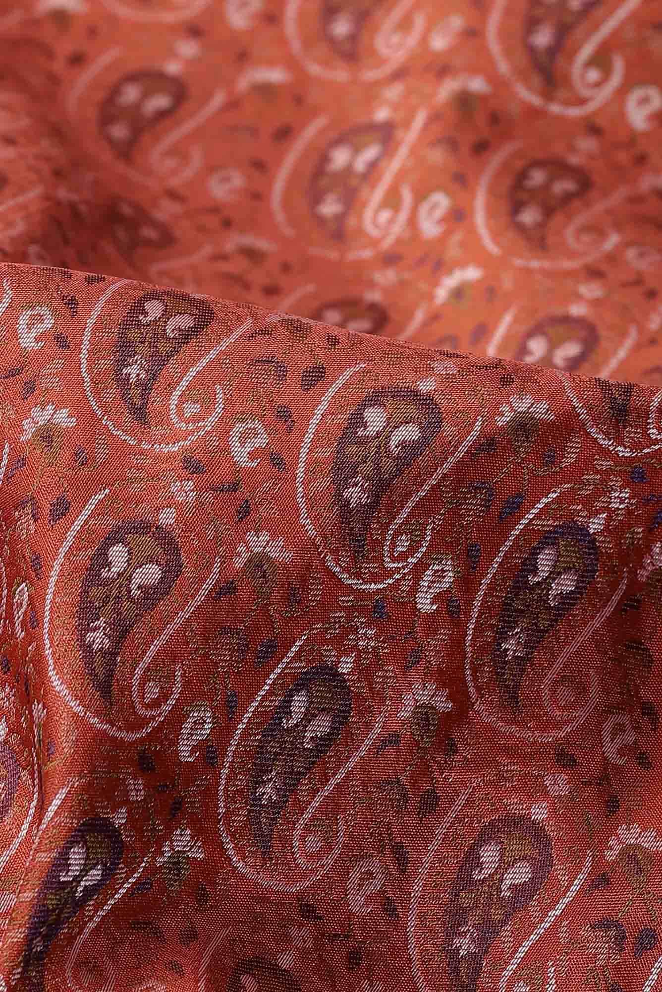 Orange Banarasi Tanchoi Silk Saree - Image 8