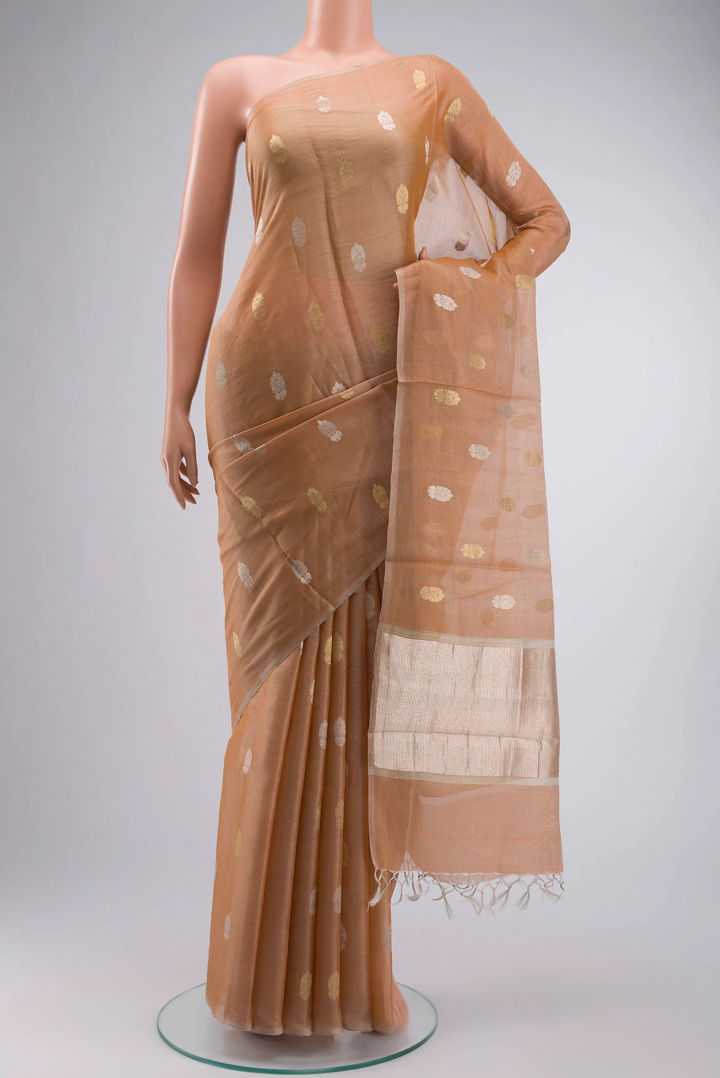 Orange Bhagalpuri Tussar Silk Saree