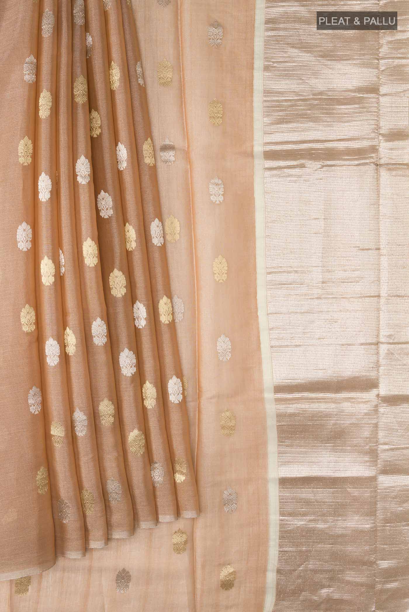 Orange Bhagalpuri Tussar Silk Saree - Image 4