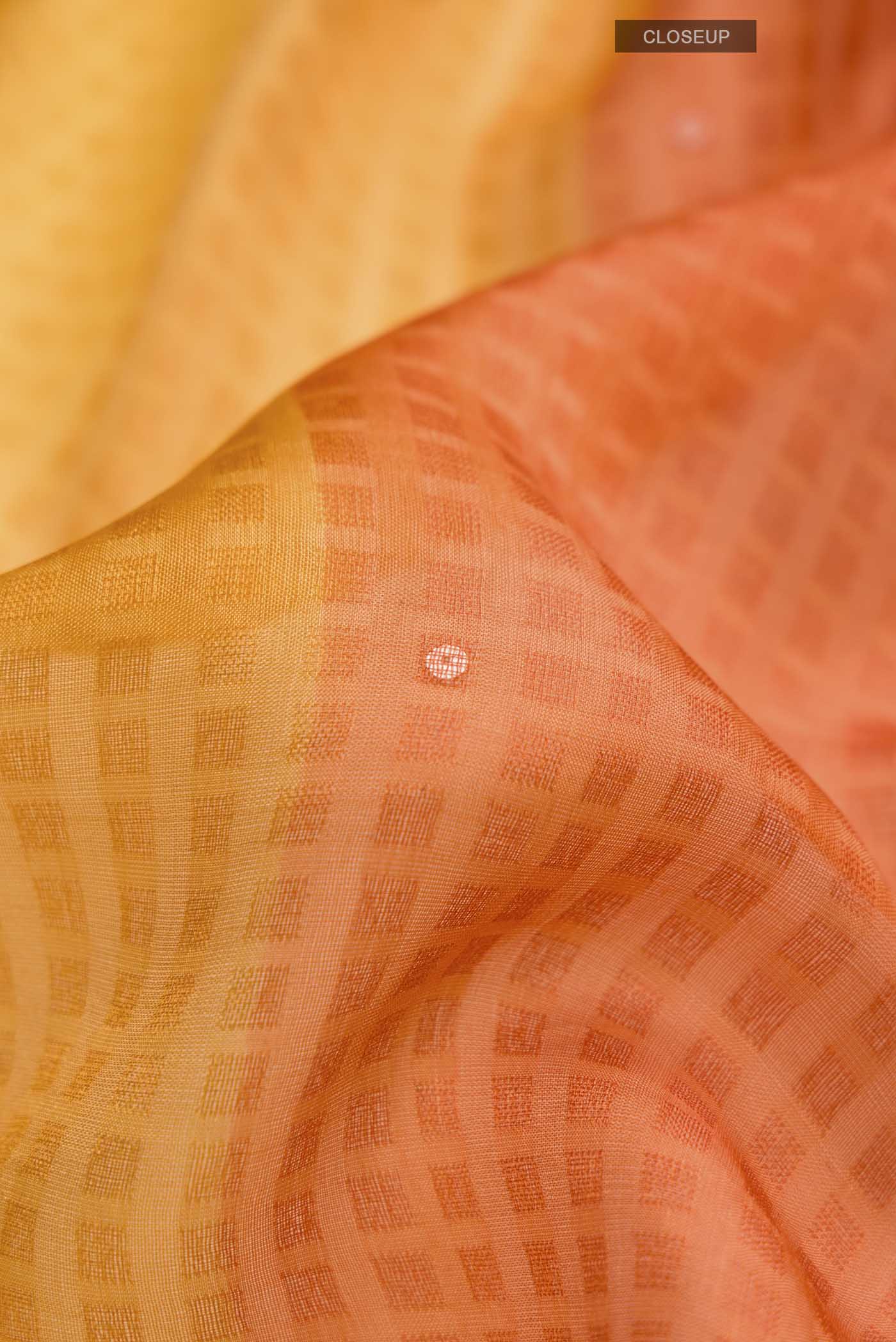 Orange Bhagalpuri Tussar Silk Saree - Image 2
