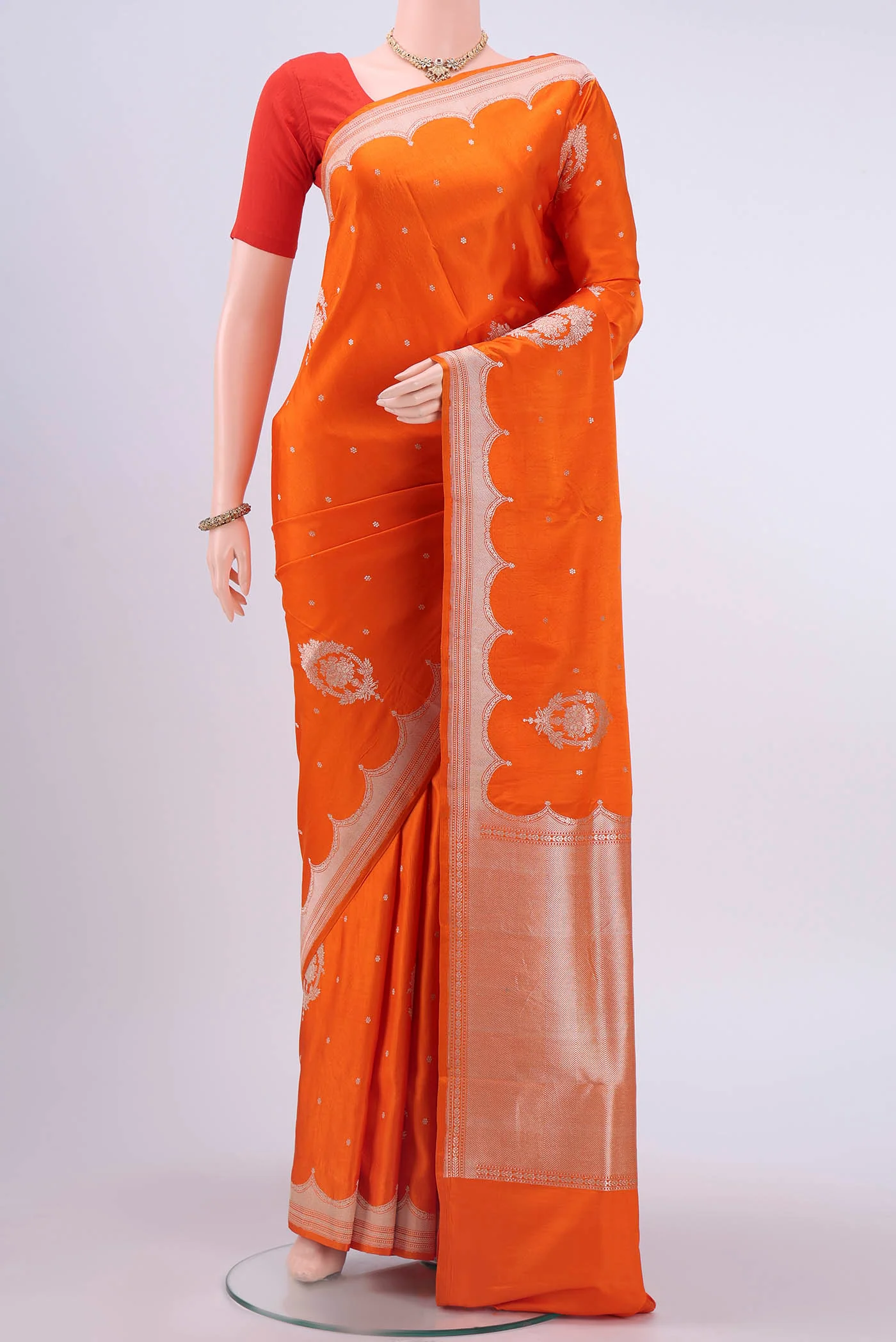 Orange Dual Tone Banarasi Silk Saree