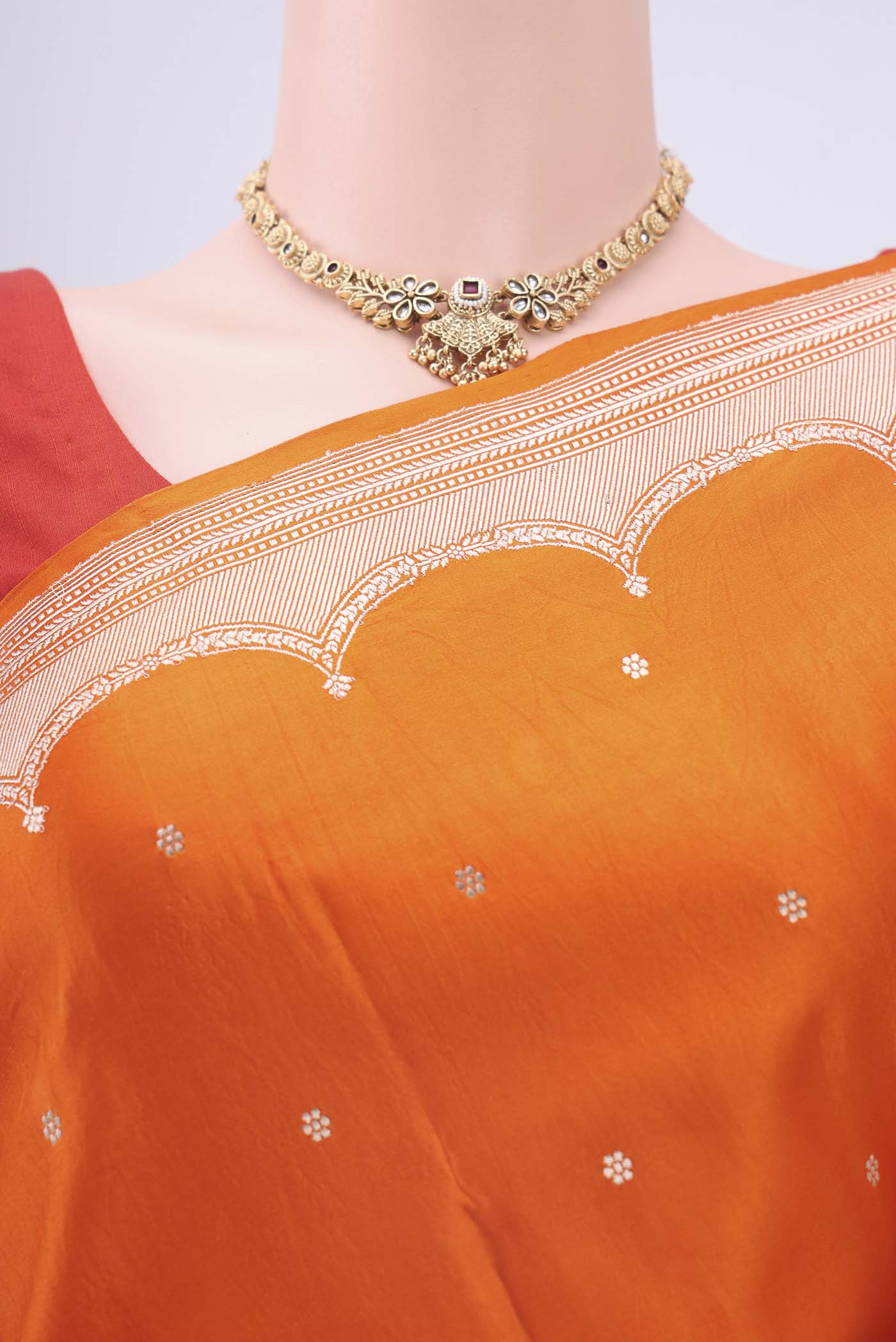 Orange Dual Tone Banarasi Silk Saree - Image 2