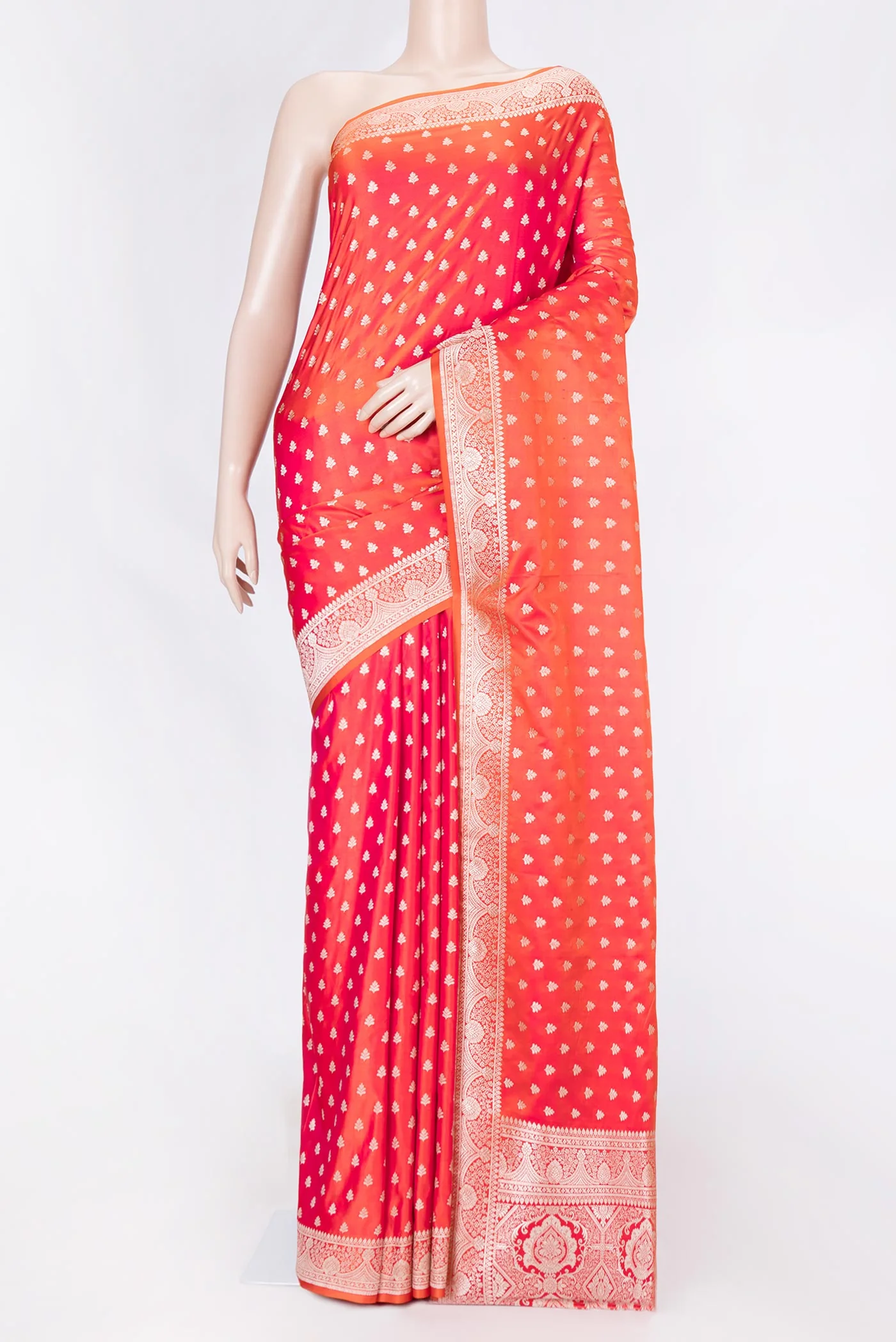 Orange Dual Tone Blended Banarasi Silk Saree