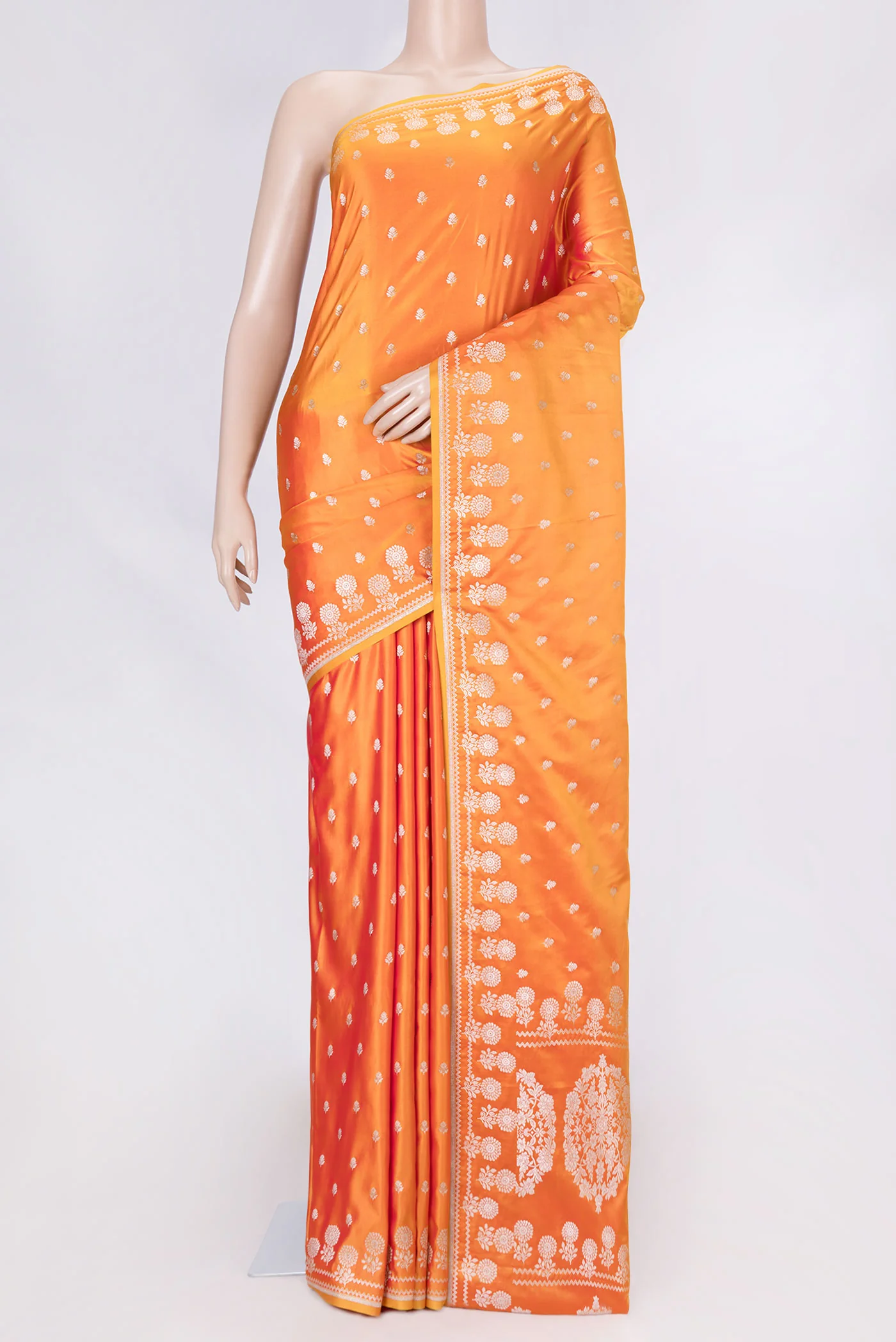 Orange Dual Tone Blended Banarasi Silk Saree