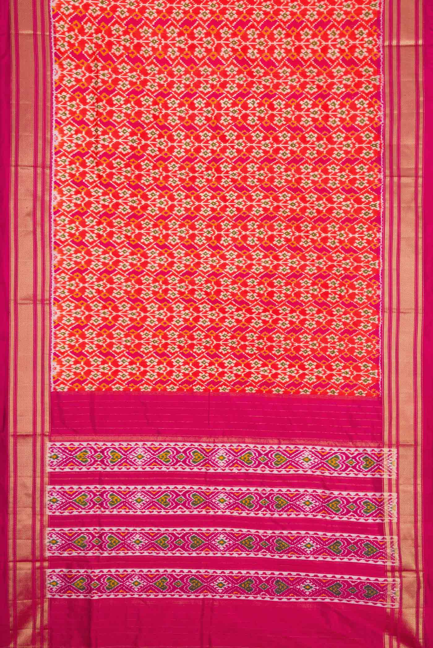 Orange Pochampally Silk Saree - Image 6