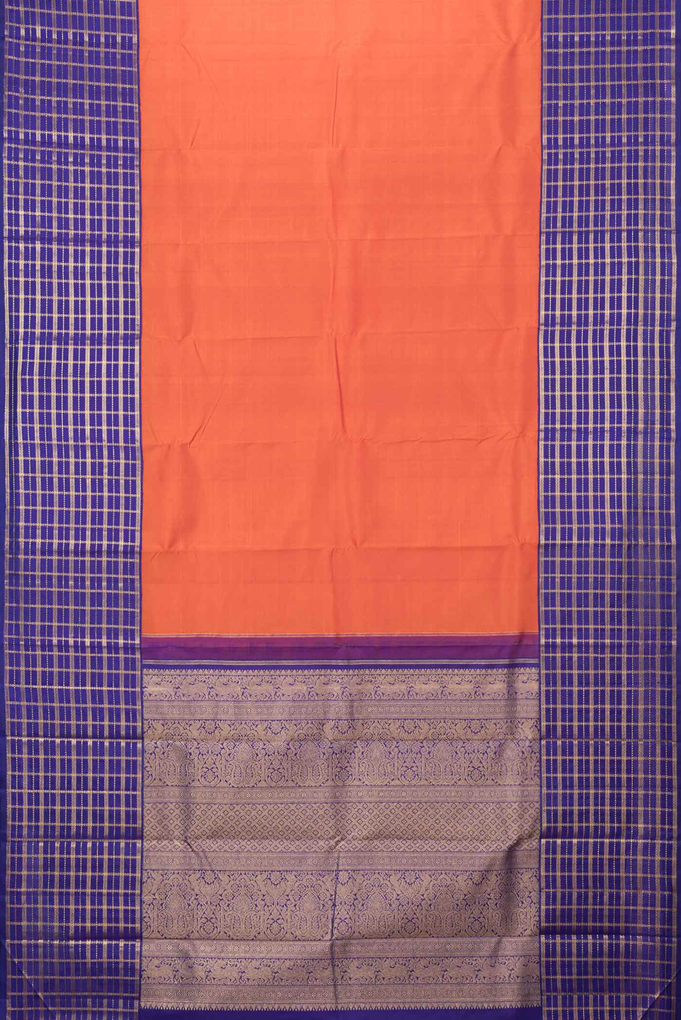 Orange Dual Tone Kanjivaram Saree - Image 6