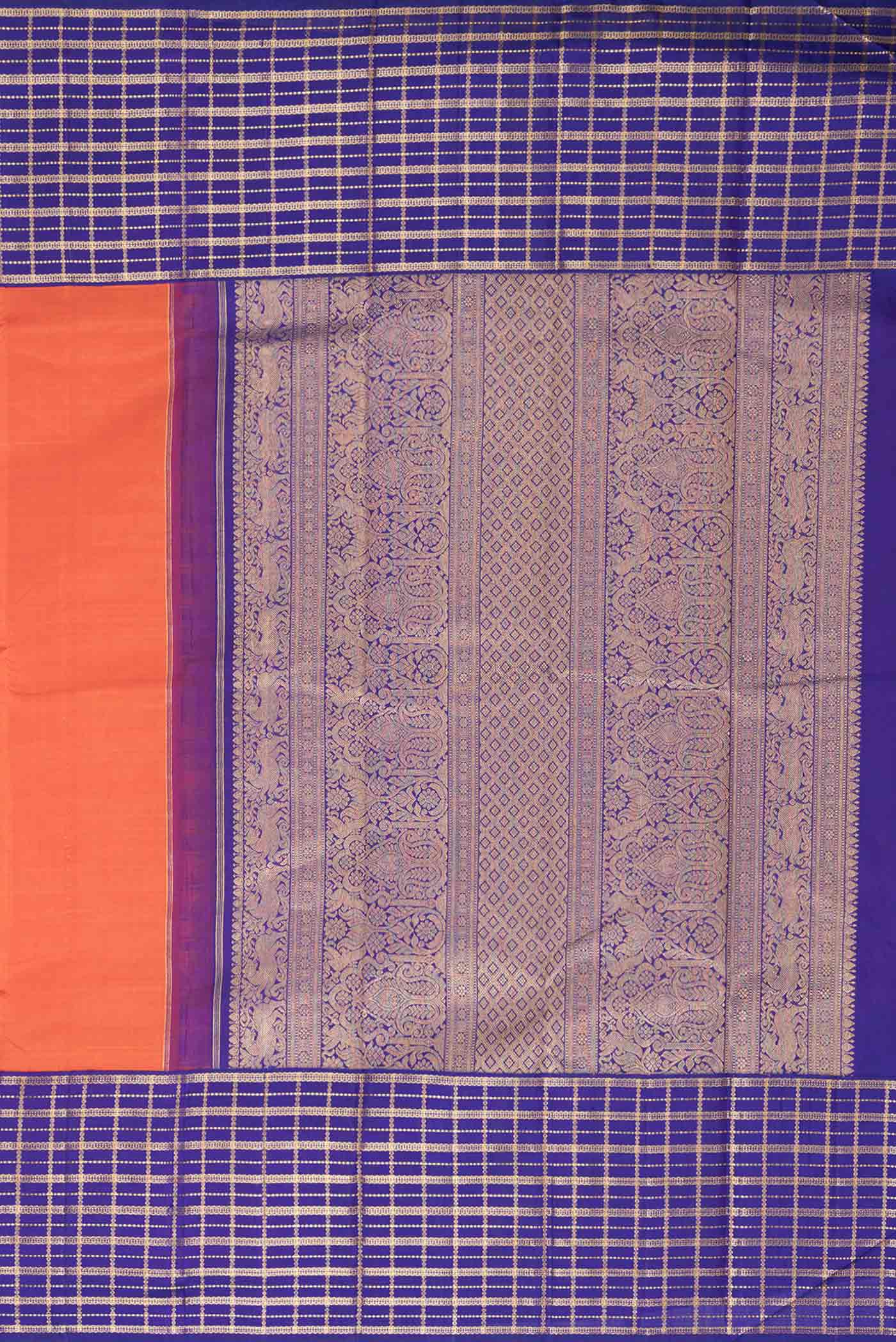 Orange Dual Tone Kanjivaram Saree - Image 7