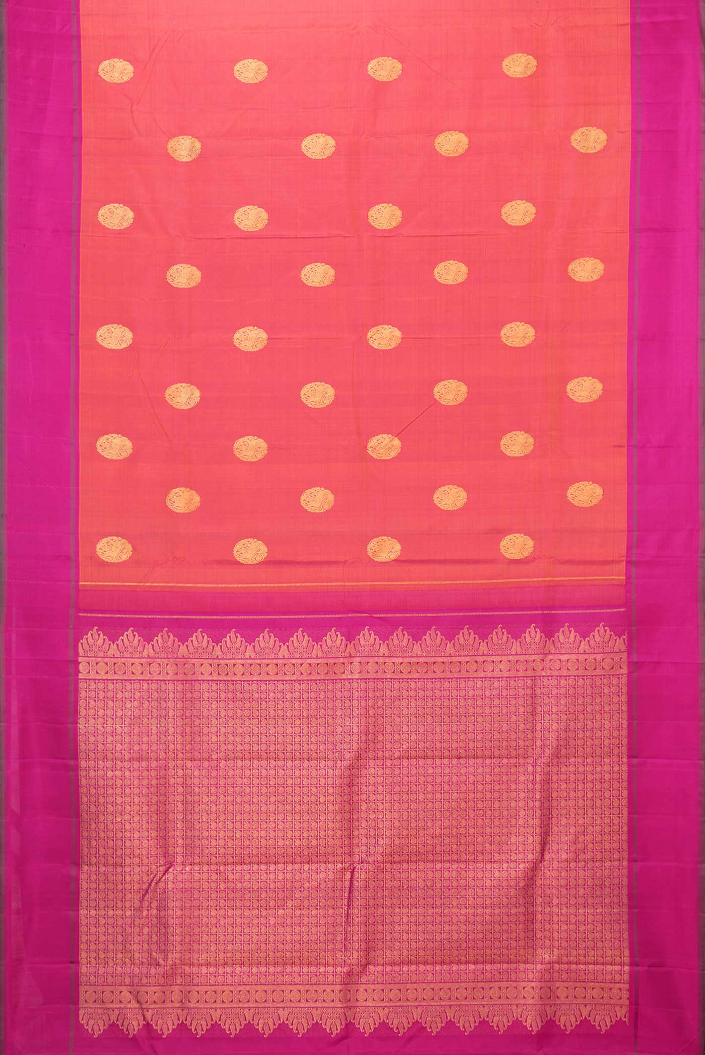 Orange Dual Tone Kanchipuram Saree - Image 6