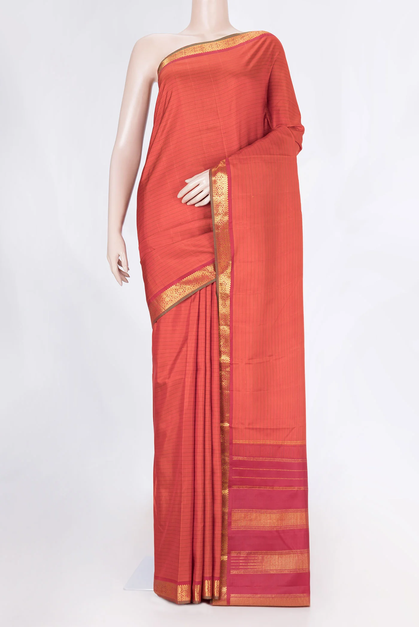 Orange Dual Tone Kanchipuram Saree