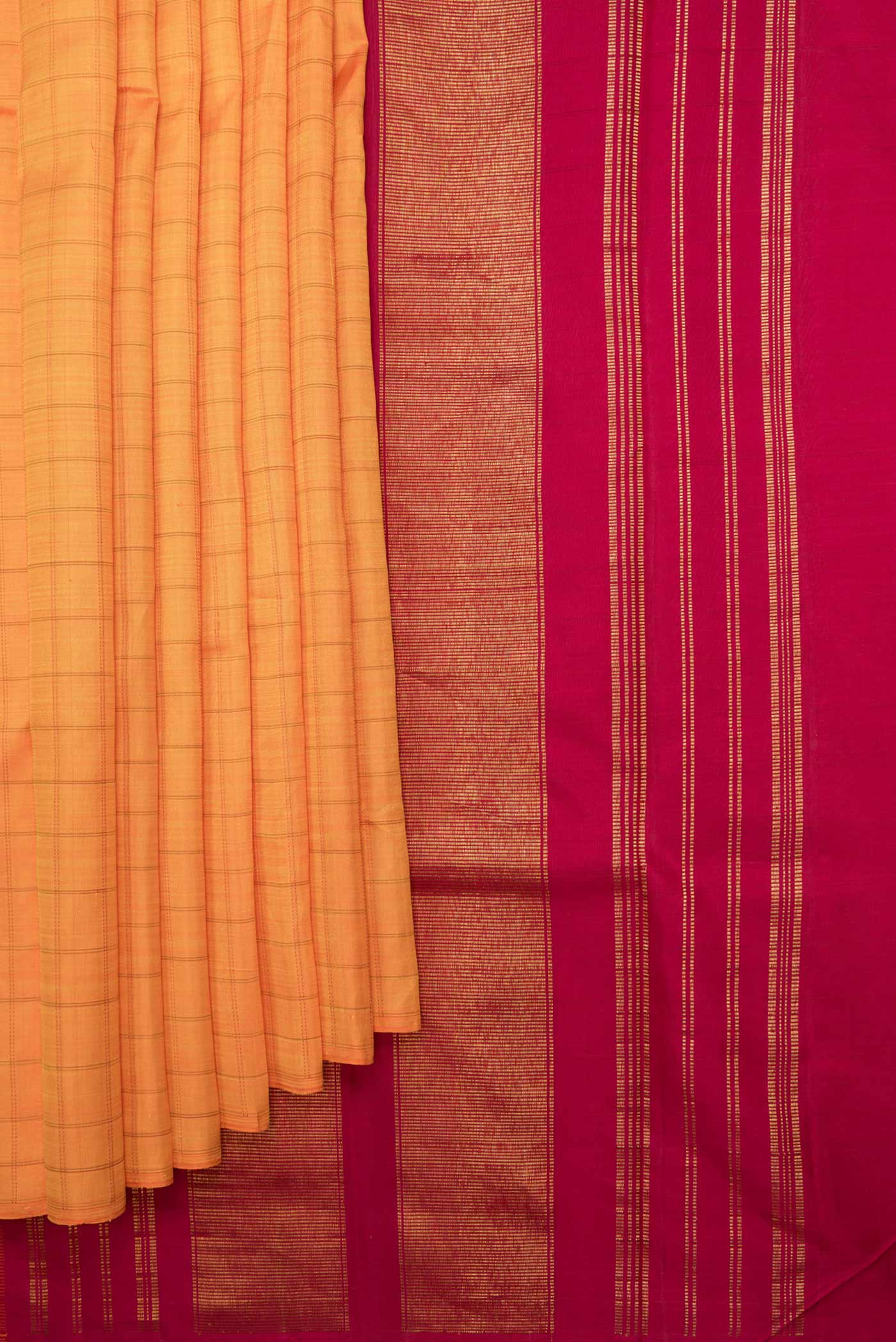 Orange Dual Tone Kanjivaram Saree - Image 4