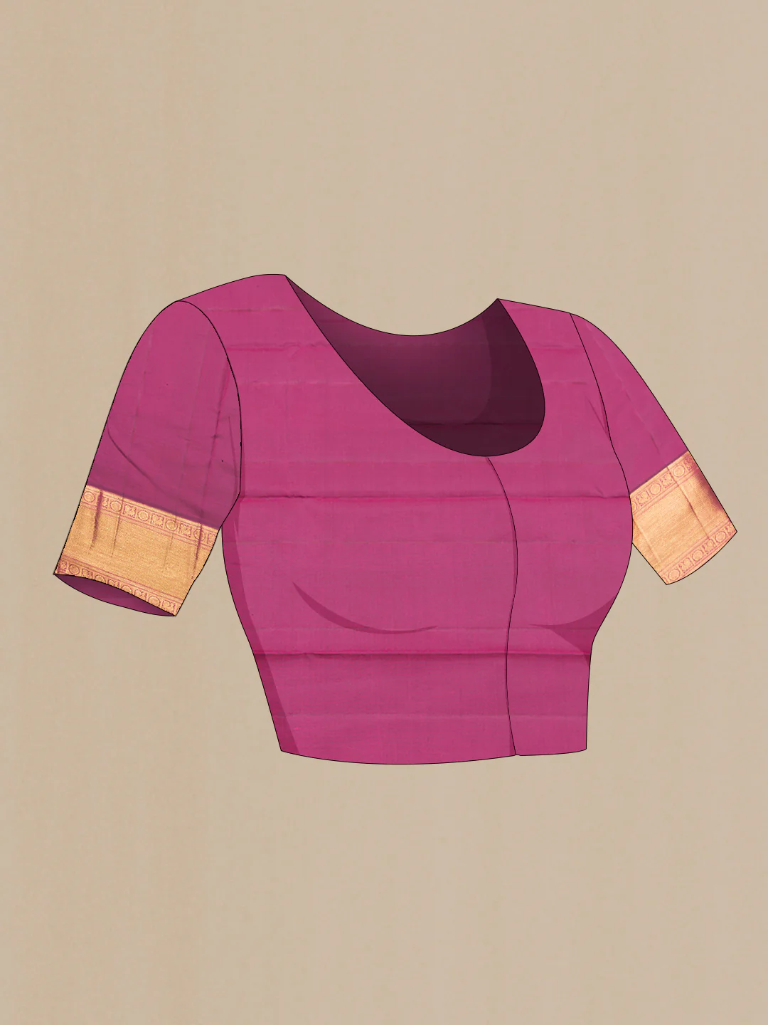 Orange with Pink Color Kanchipuram Saree - Image 5