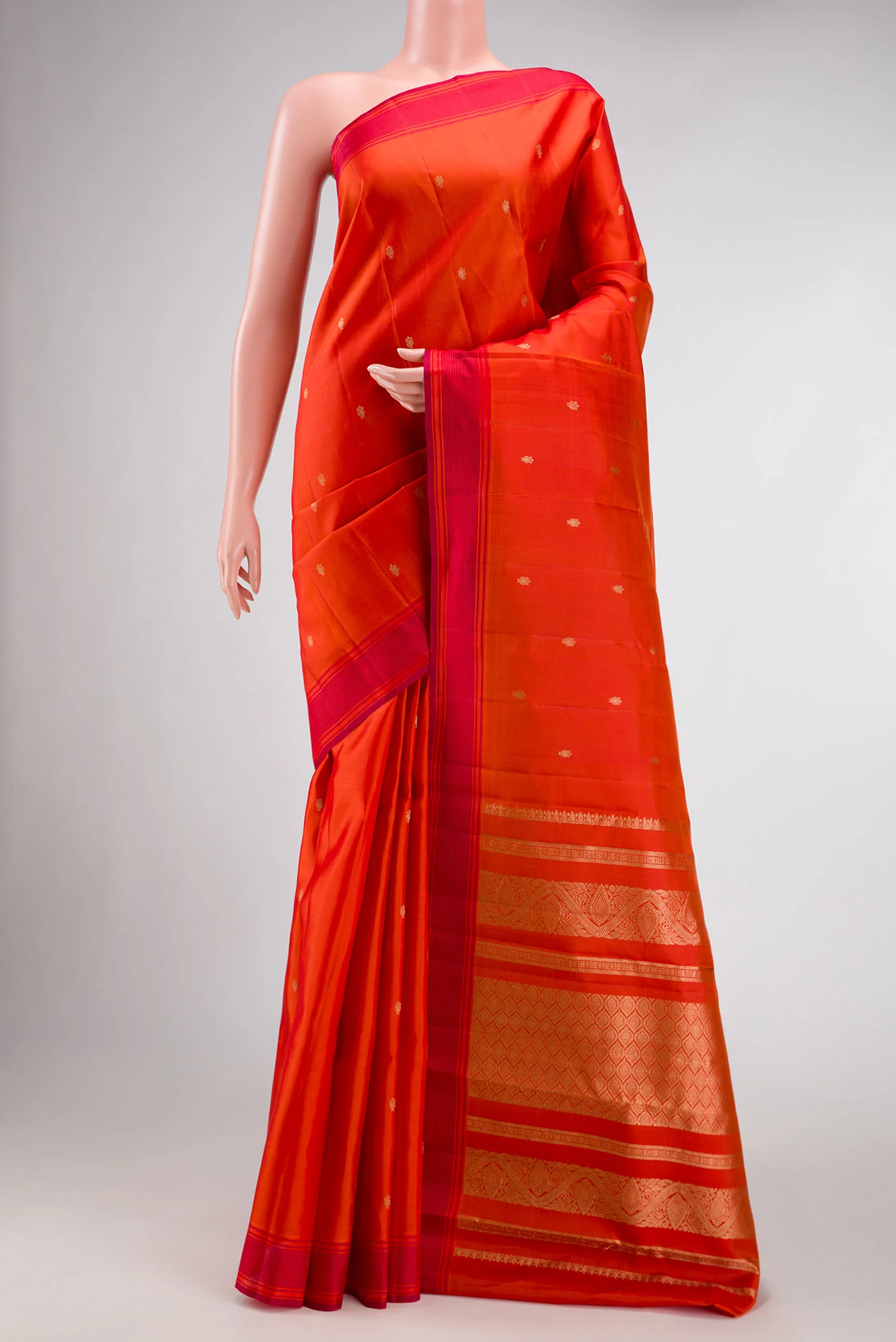 Orange Kanchipuram Silk Saree
