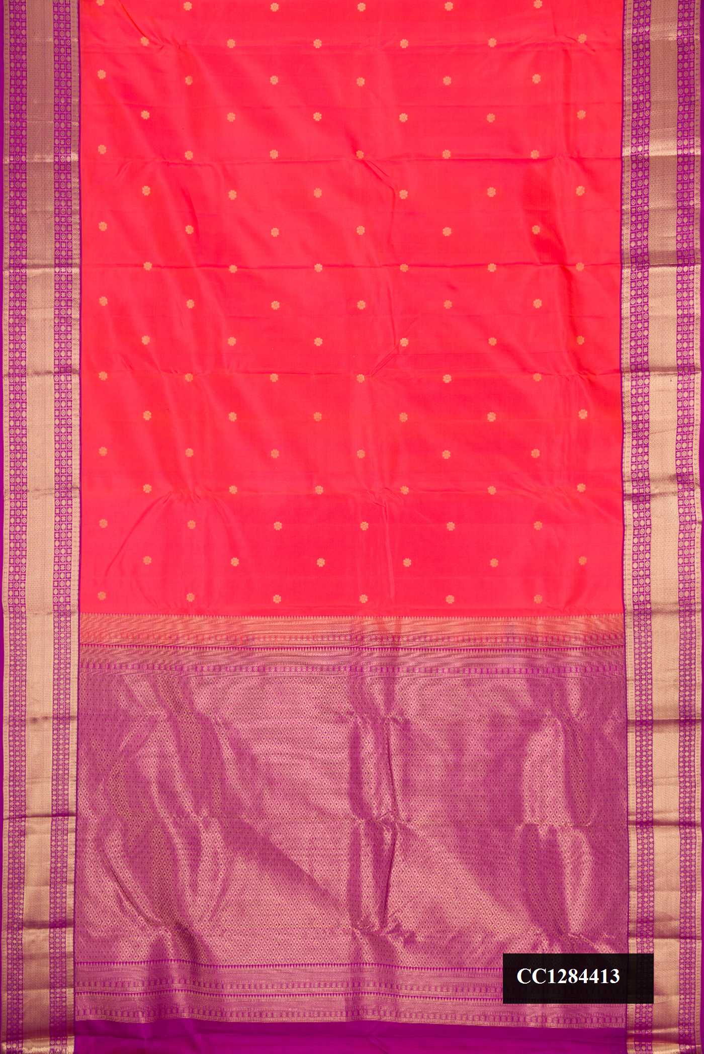 Orange Dual Tone Kanchipuram Silk Saree