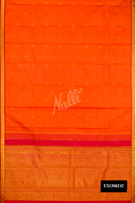 Orange Dual Tone Kanchipuram Silk Saree