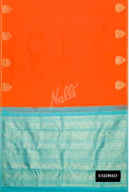 Orange Dual Tone Kanchipuram Silk Saree