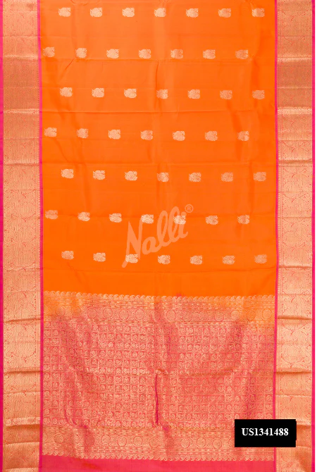 Orange Dual Tone Kanchipuram Silk Saree