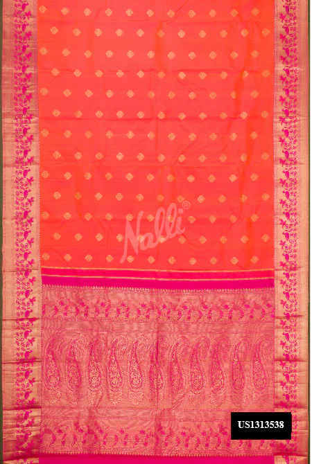 Orange Dual Tone Kanchipuram Silk Saree