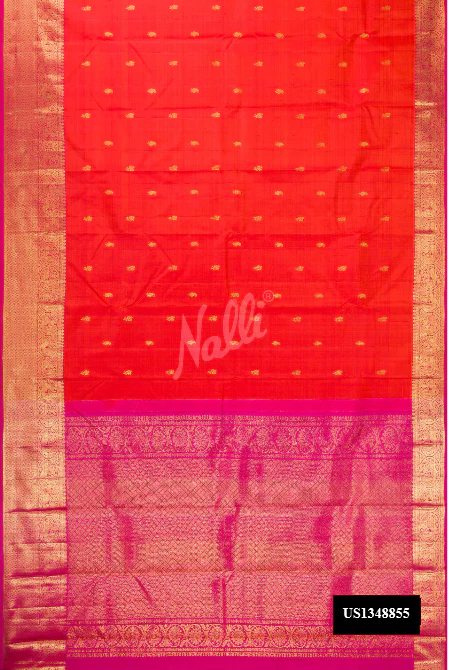 Orange Dual Tone Kanchipuram Silk Saree