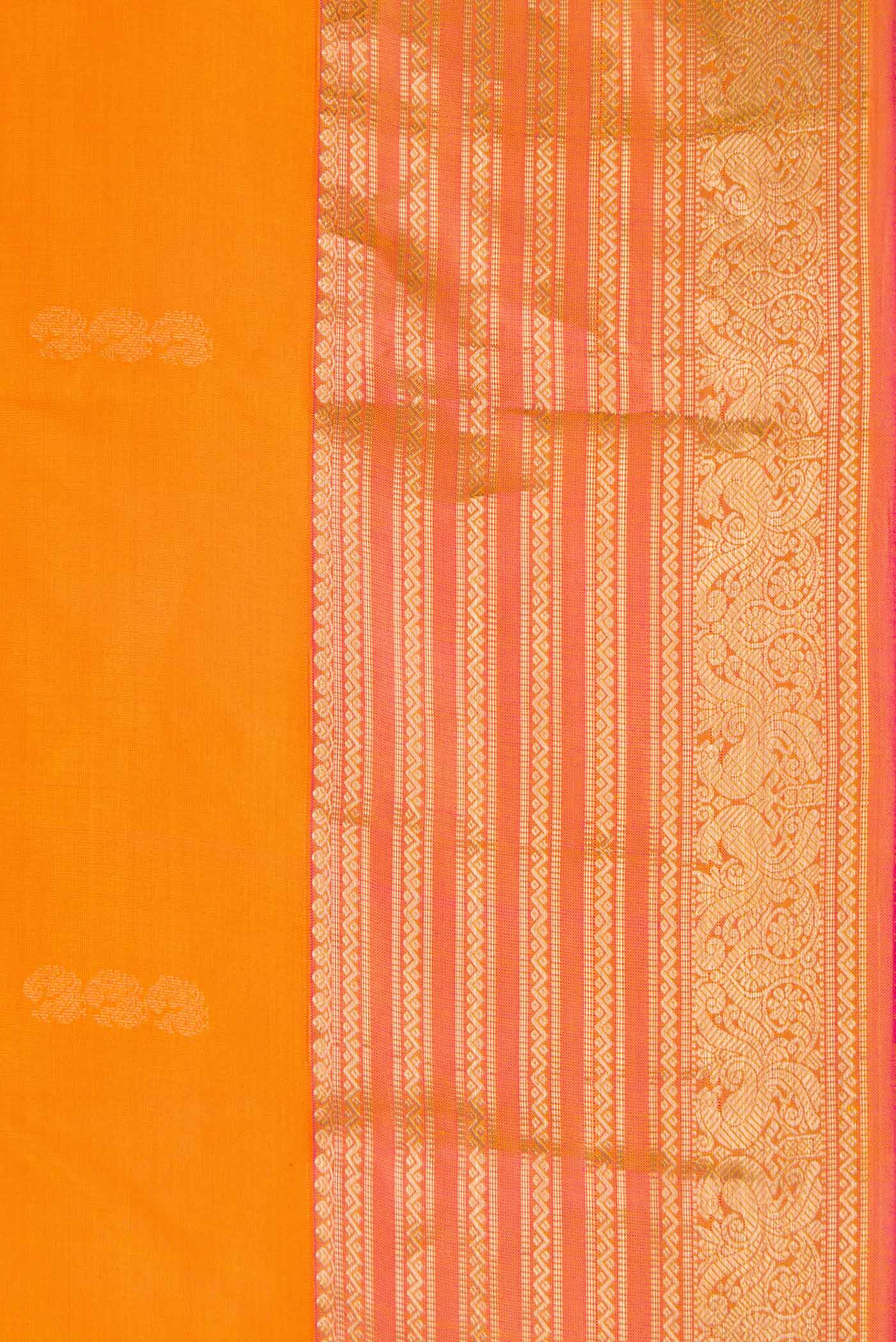 Orange Dual Tone Kanchipuram Silk Saree - Image 3