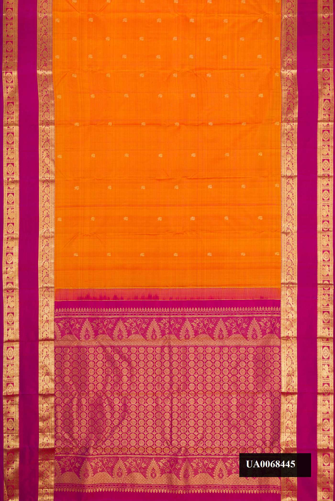 Orange Dual Tone Kanchipuram Silk Saree
