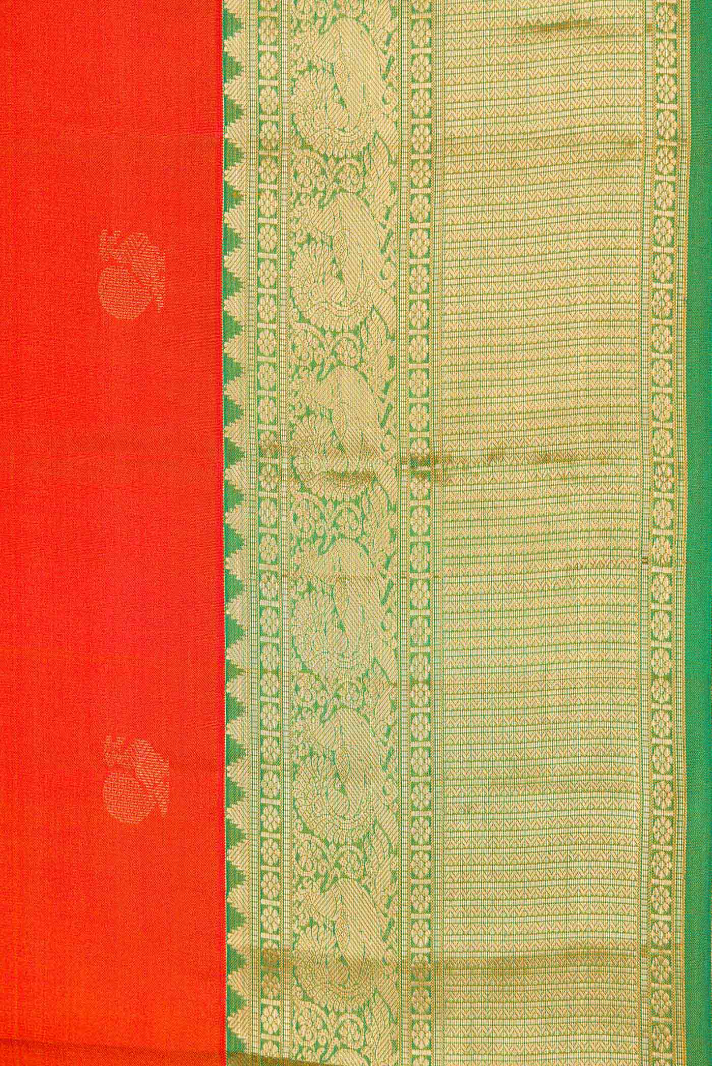 Orange Dual Tone Kanjivaram Silk Saree - Image 3