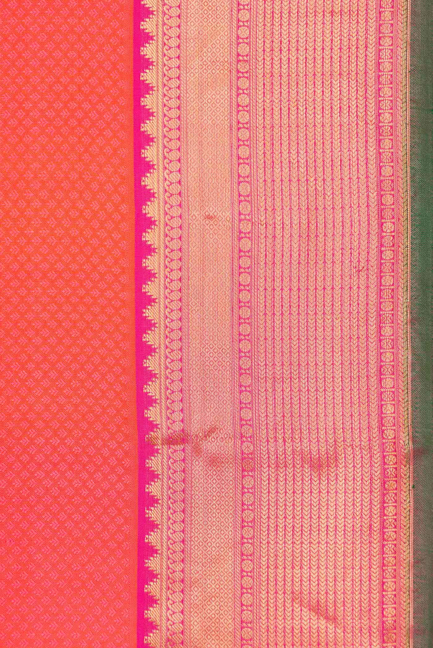 Orange Dual Tone Kanchipuram Silk Saree - Image 3