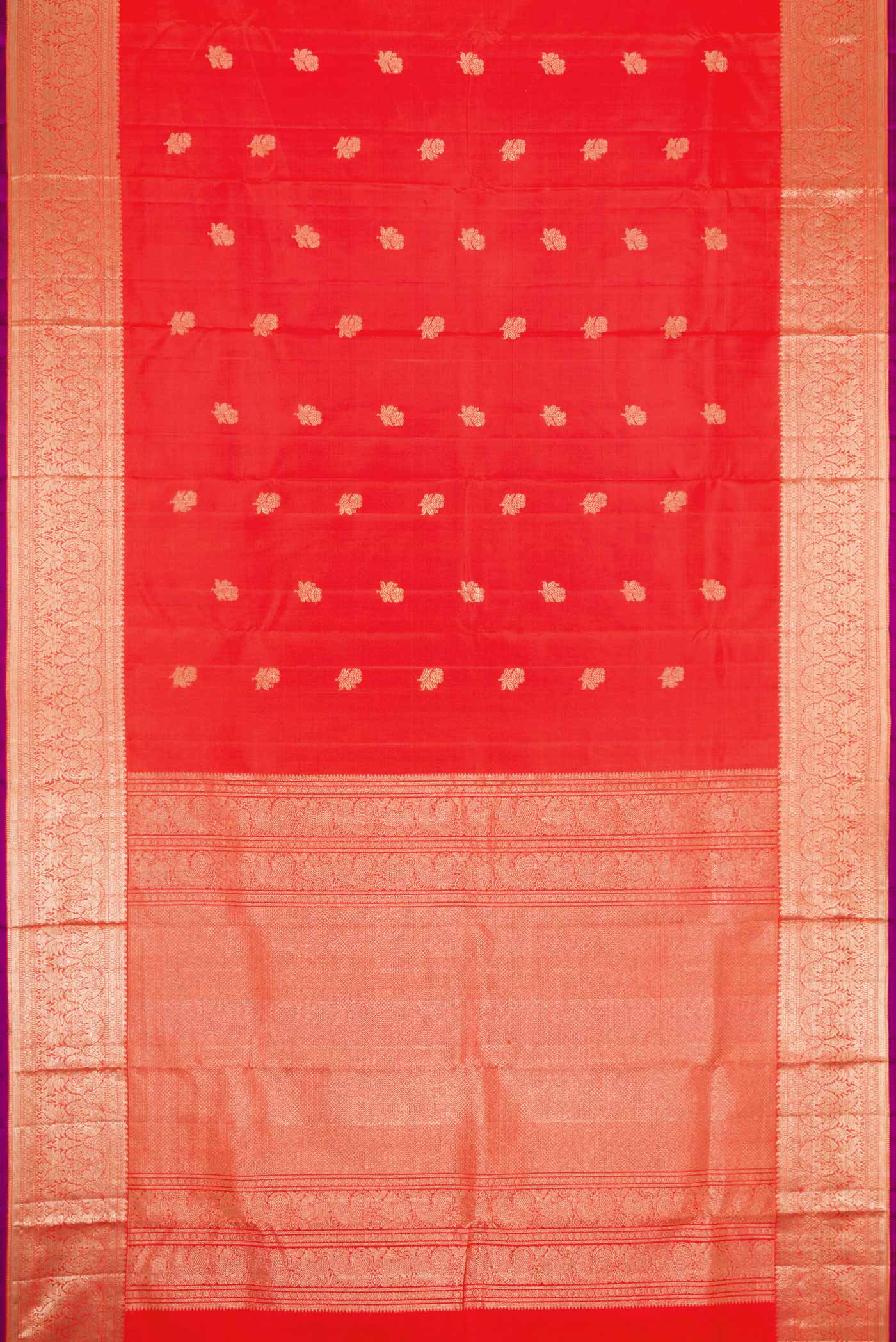 Orange Dual Tone Kanjivaram Silk Saree - Image 6