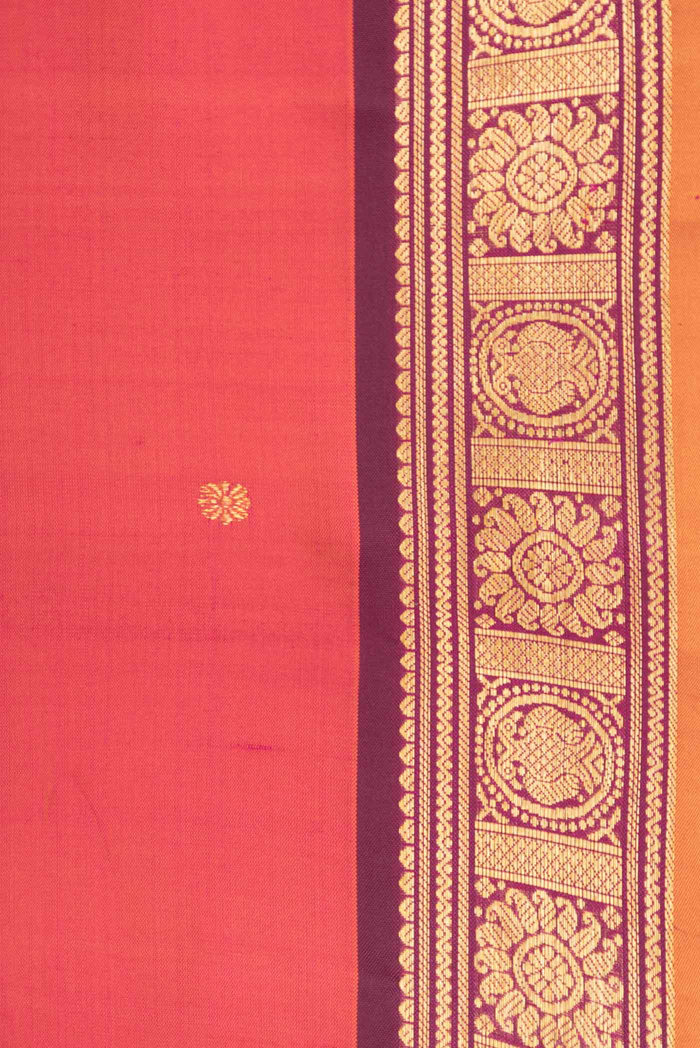 Orange Dual Tone Kanchipuram Silk Saree - Image 3