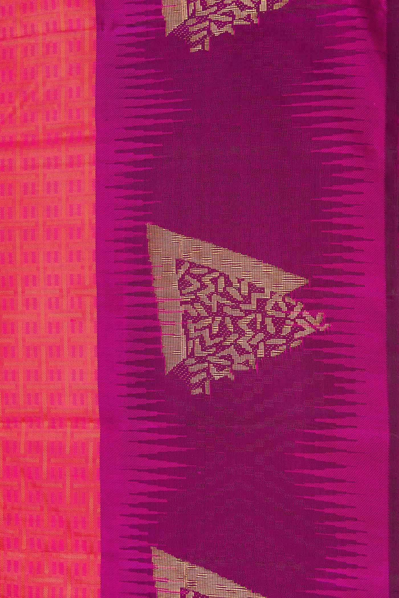 Orange Dual Tone Kanchipuram Silk Saree - Image 3