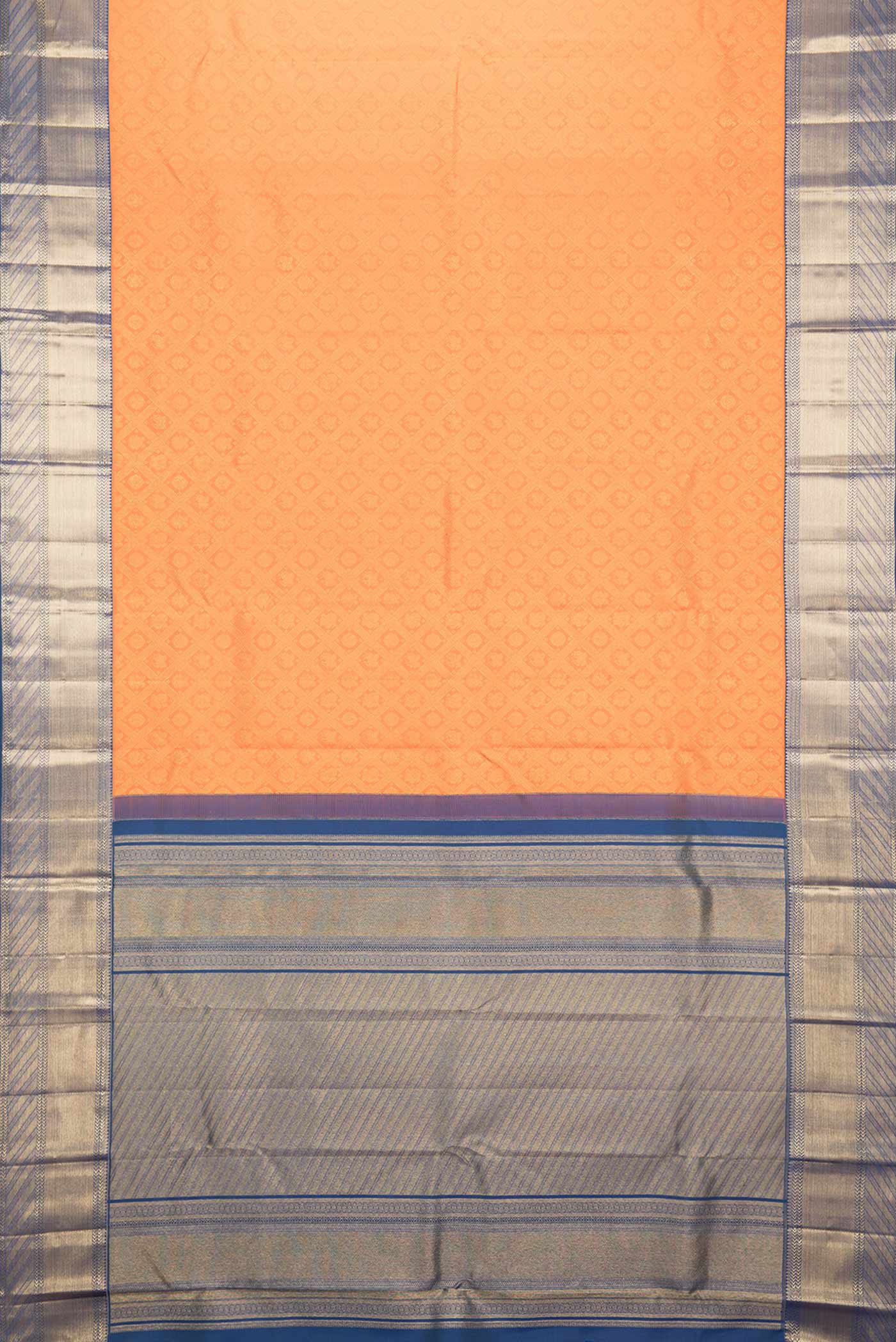 Orange Dual Tone Kanjivaram Silk Saree - Image 6