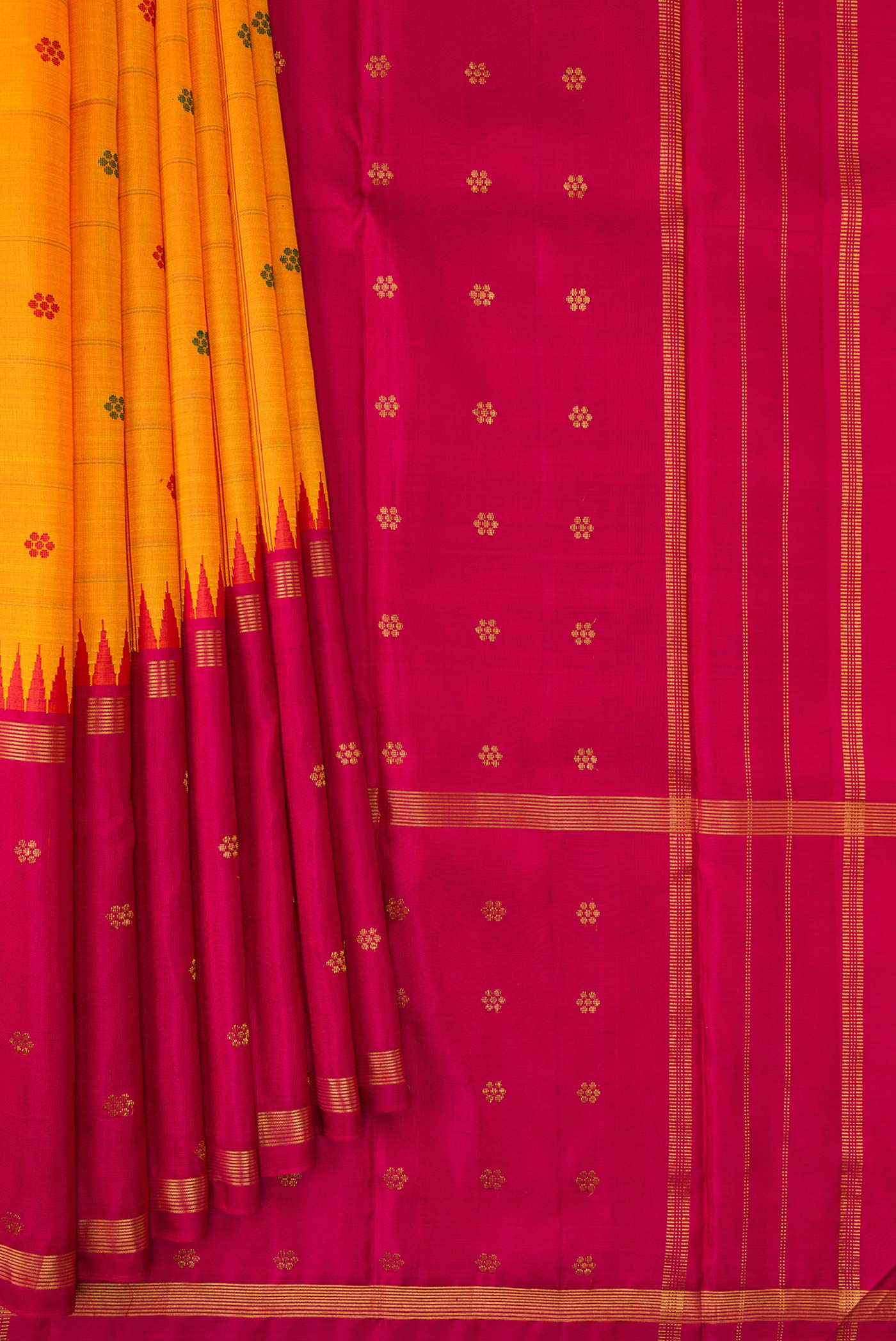 Orange Dual Tone Kanchipuram Silk Saree - Image 4
