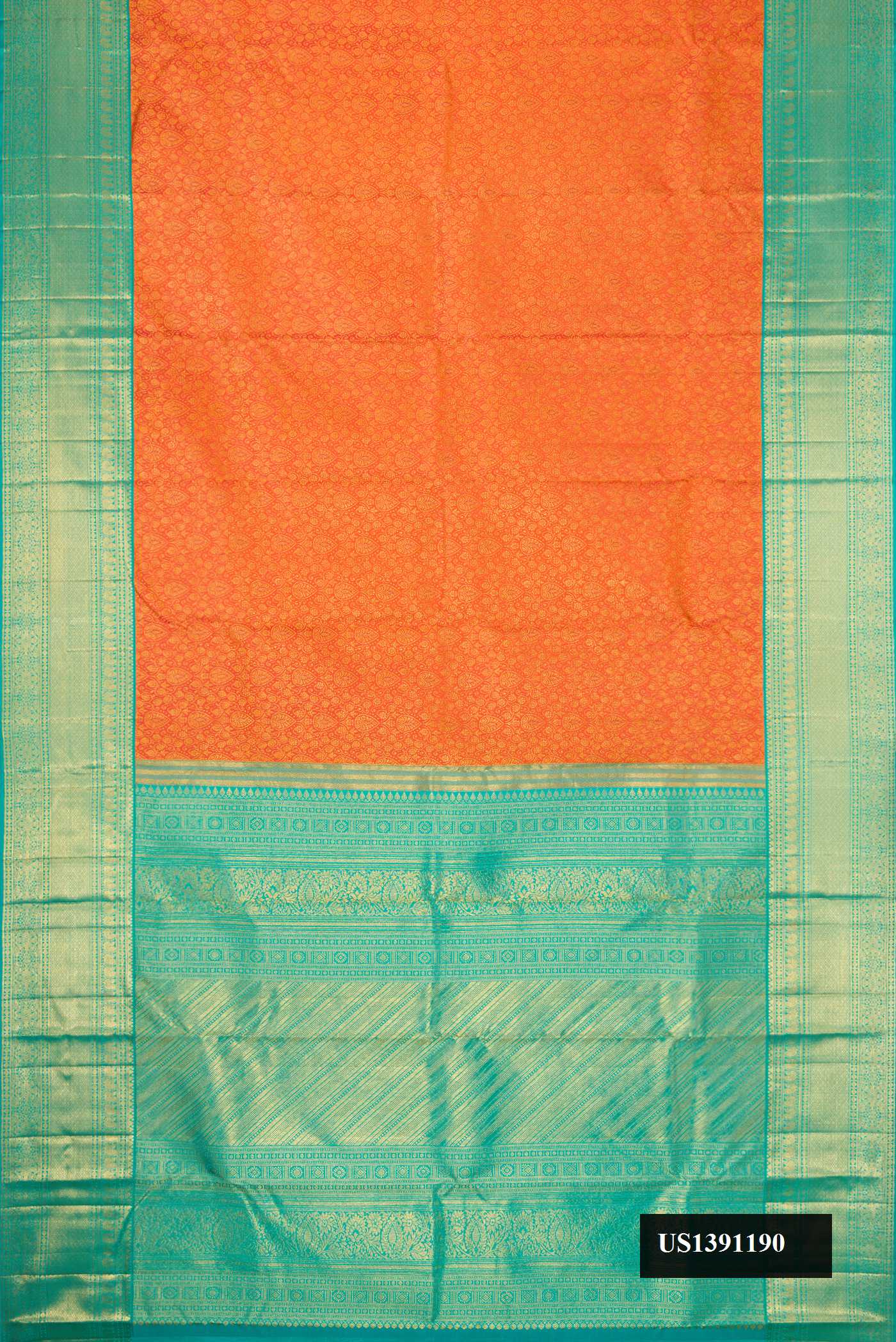 Orange Dual Tone Kanchipuram Silk Saree