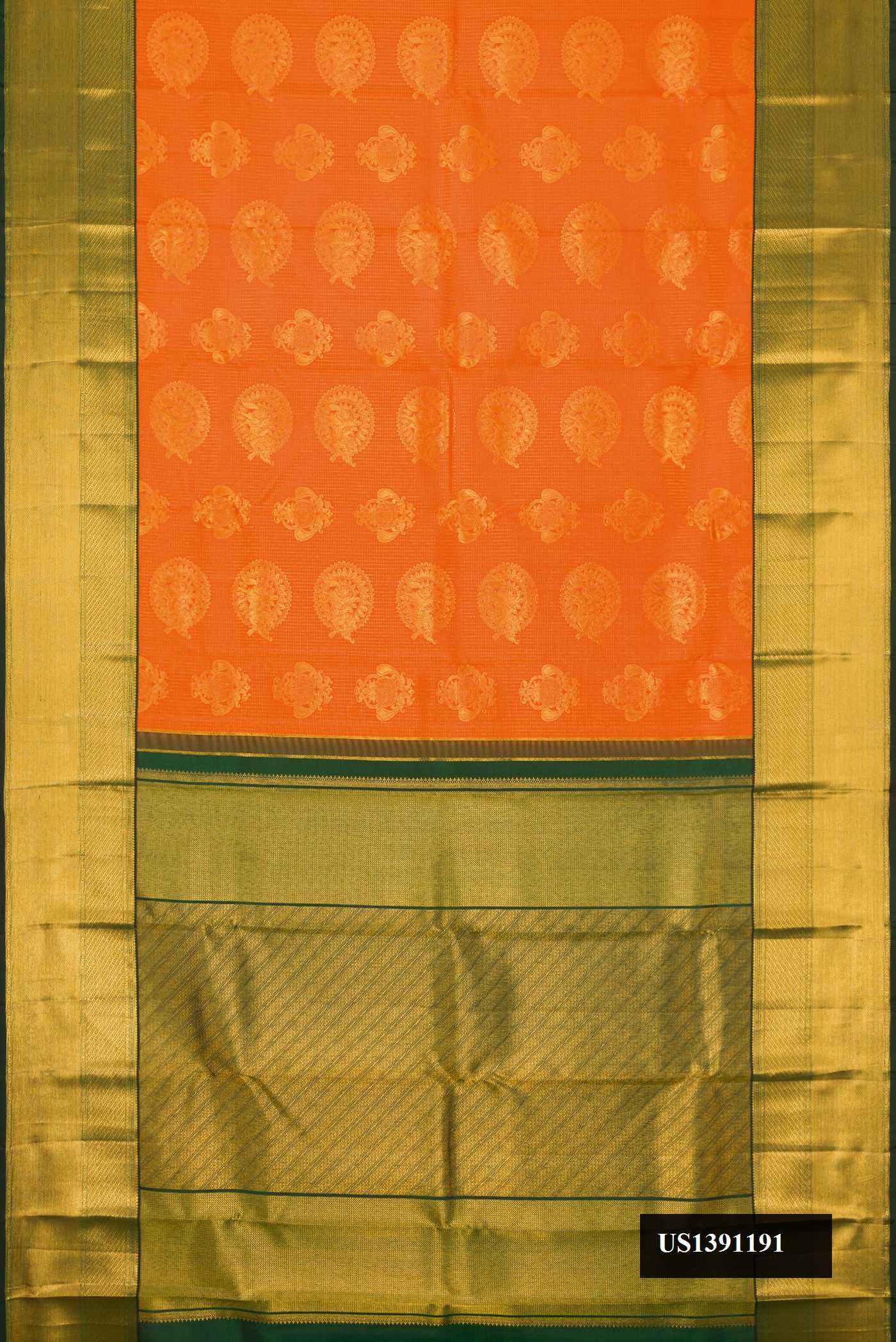 Orange Dual Tone Kanchipuram Silk Saree