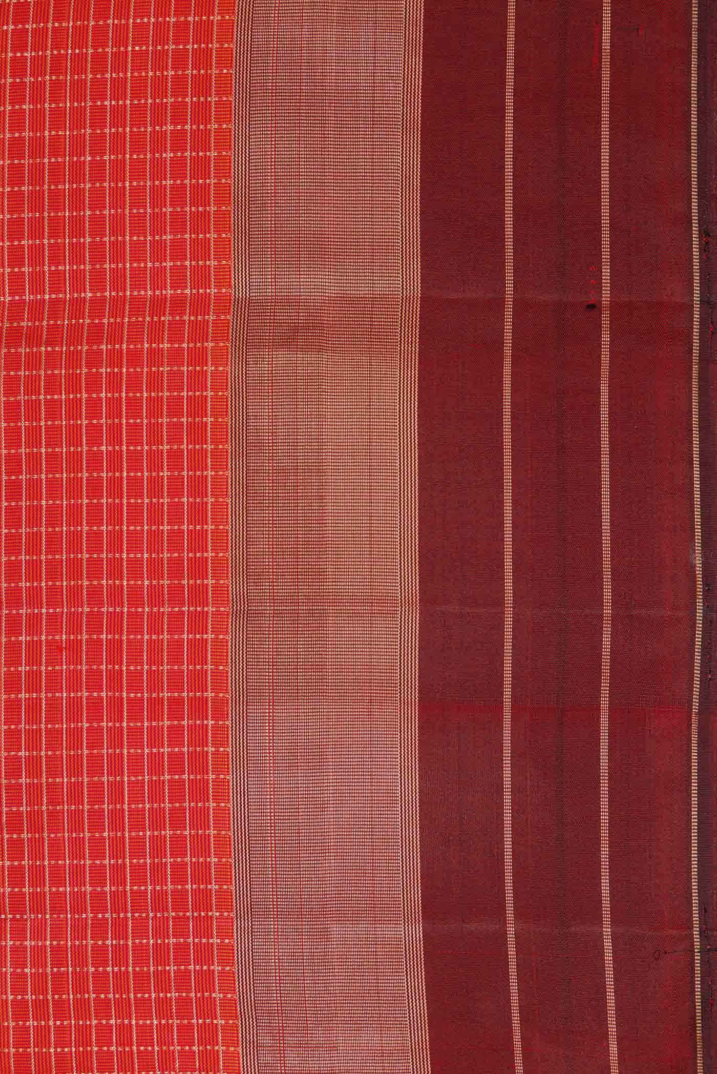 Orange Kanchipuram Silk Saree - Image 3