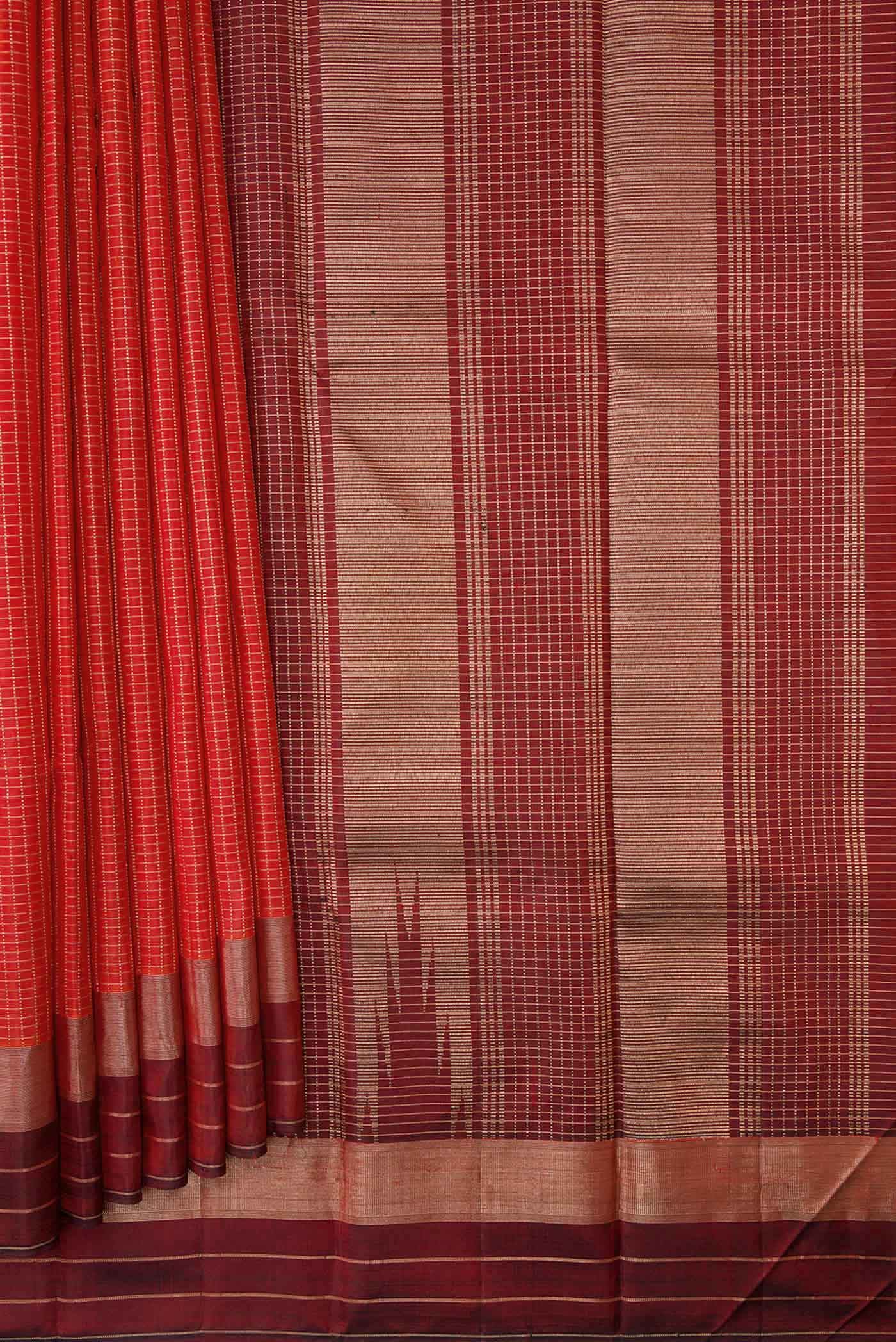 Orange Kanchipuram Silk Saree - Image 4