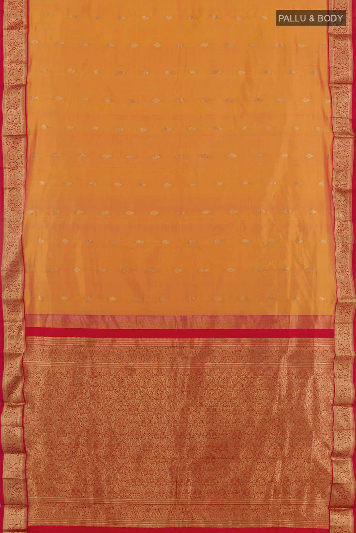 Mustard Dual Tone Bangalore Silk Saree - Image 3