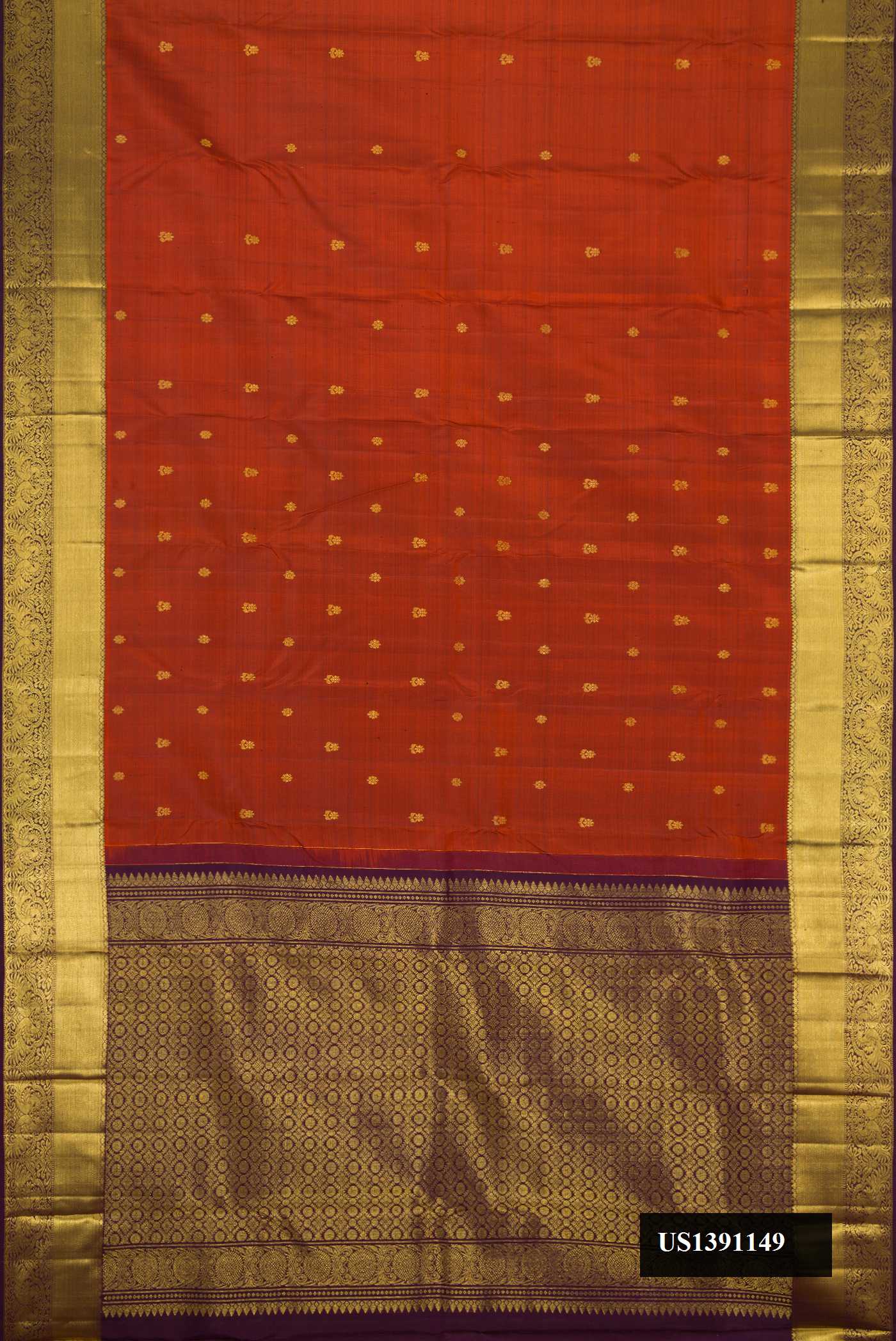 Orange Dual Tone Kanchipuram Silk Saree
