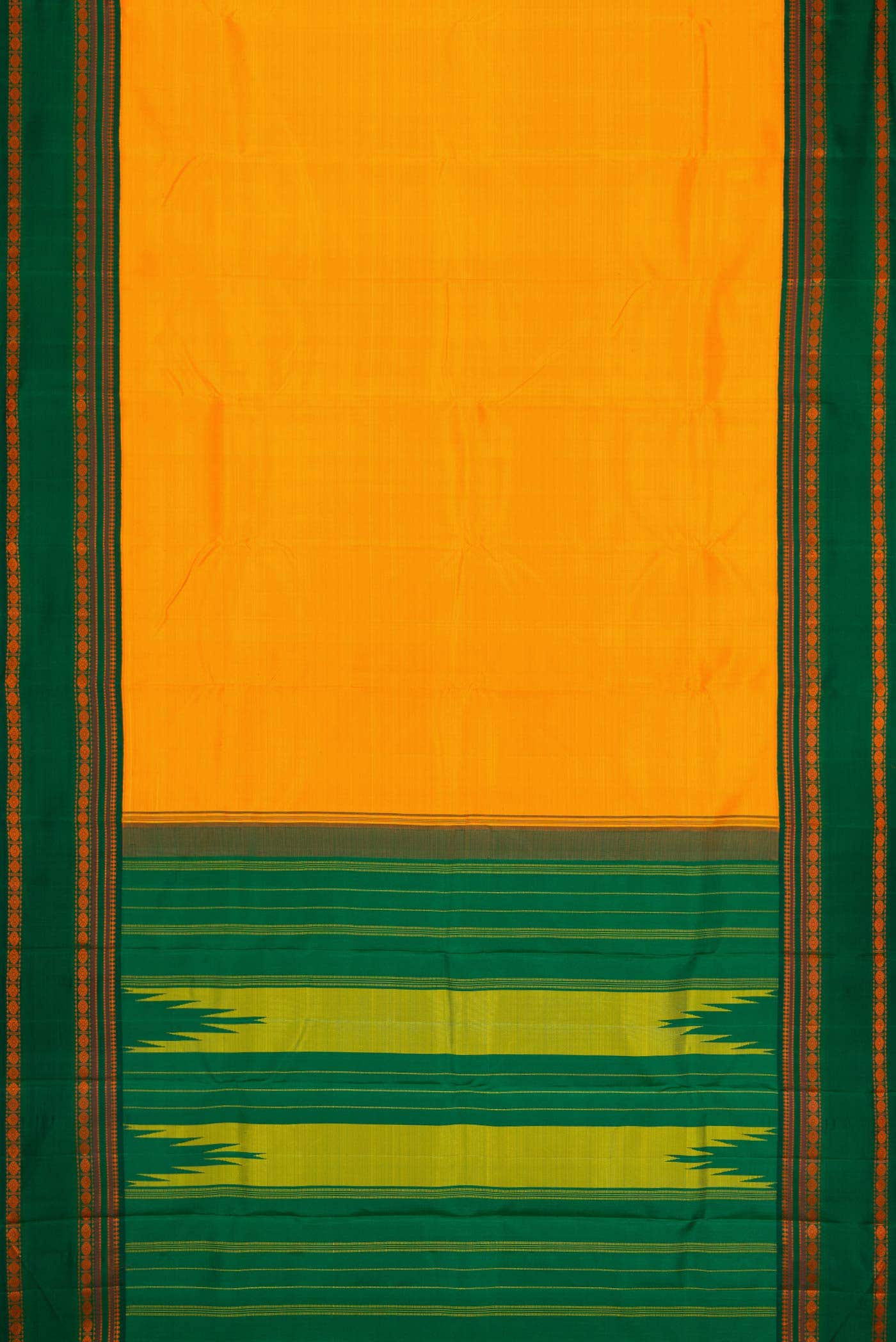 Orange Dual Tone Kanchipuram Silk Saree - Image 4
