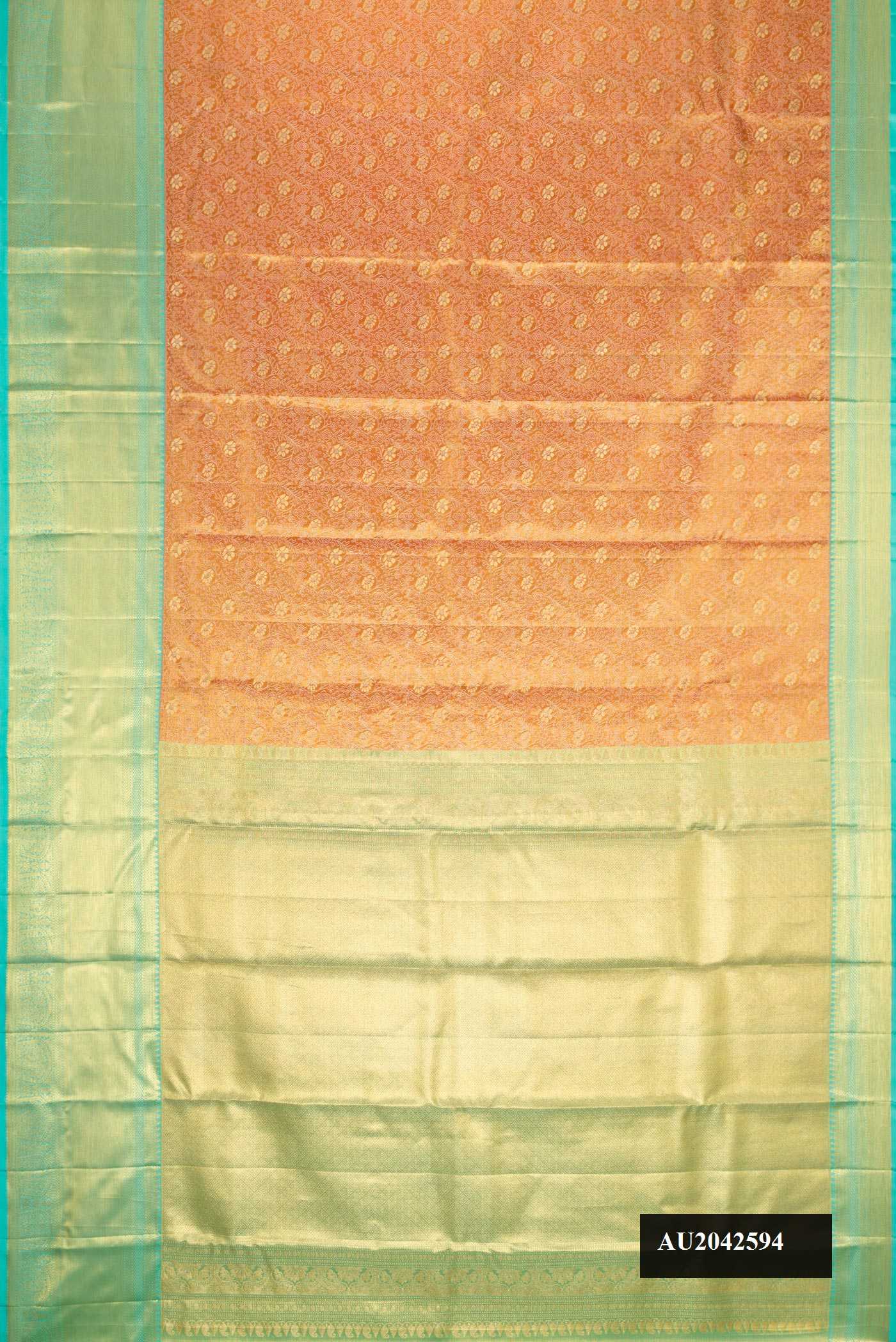 Orange Dual Tone Kanchipuram Tissue Silk Saree