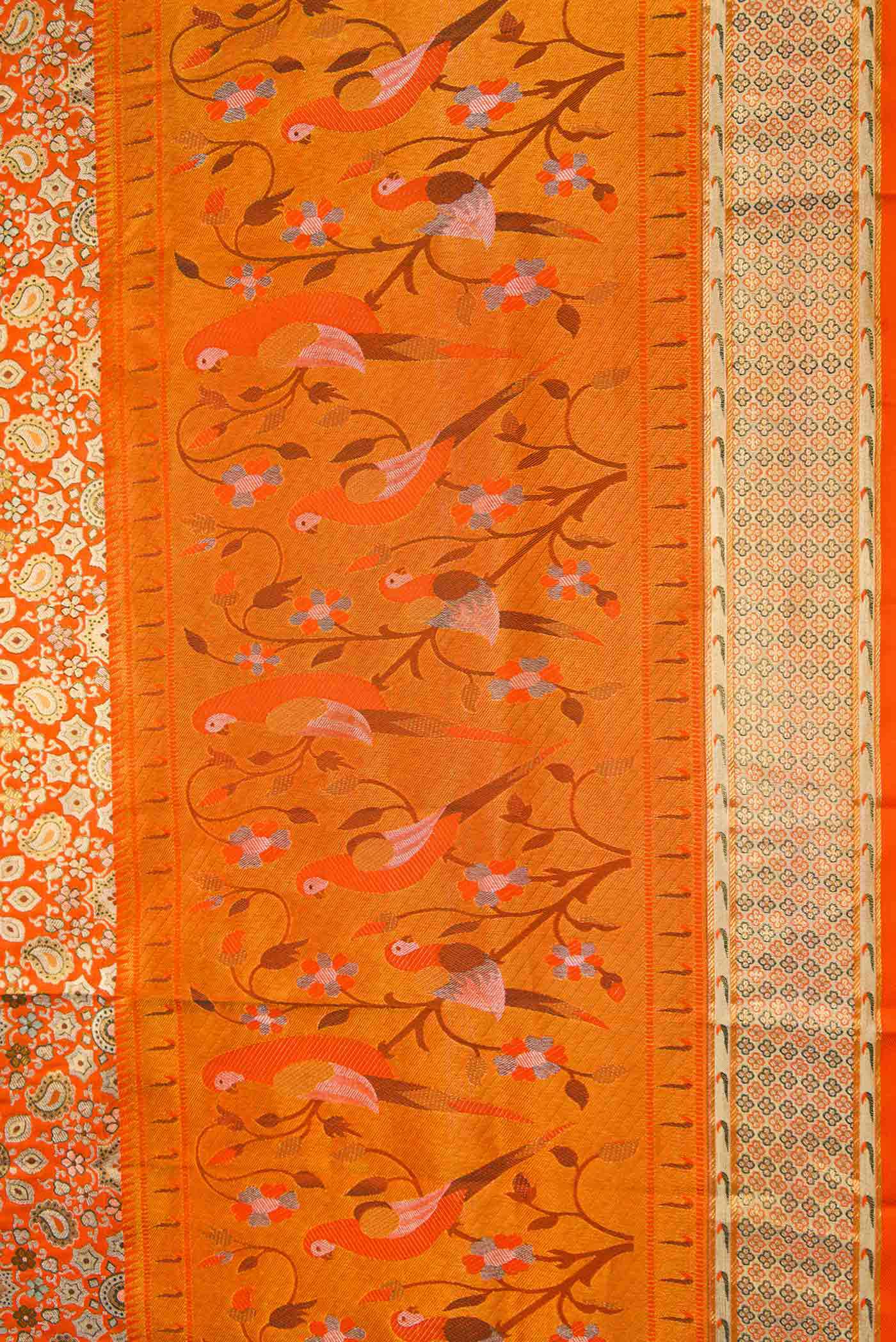 Orange Dual Tone Kanchipuram Tissue Silk Saree - Image 3