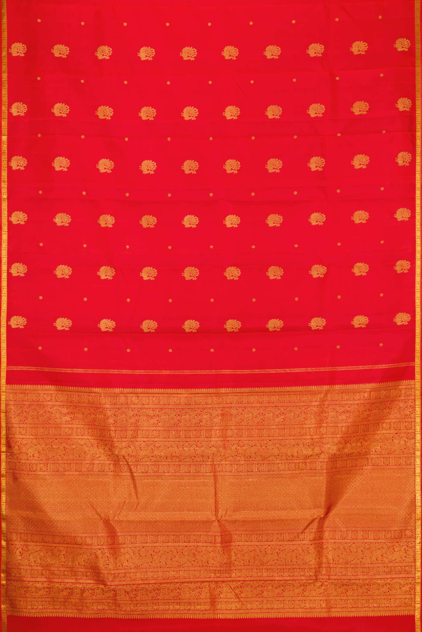 Orange Dual Tone Kanjivaram Silk Saree - Image 6