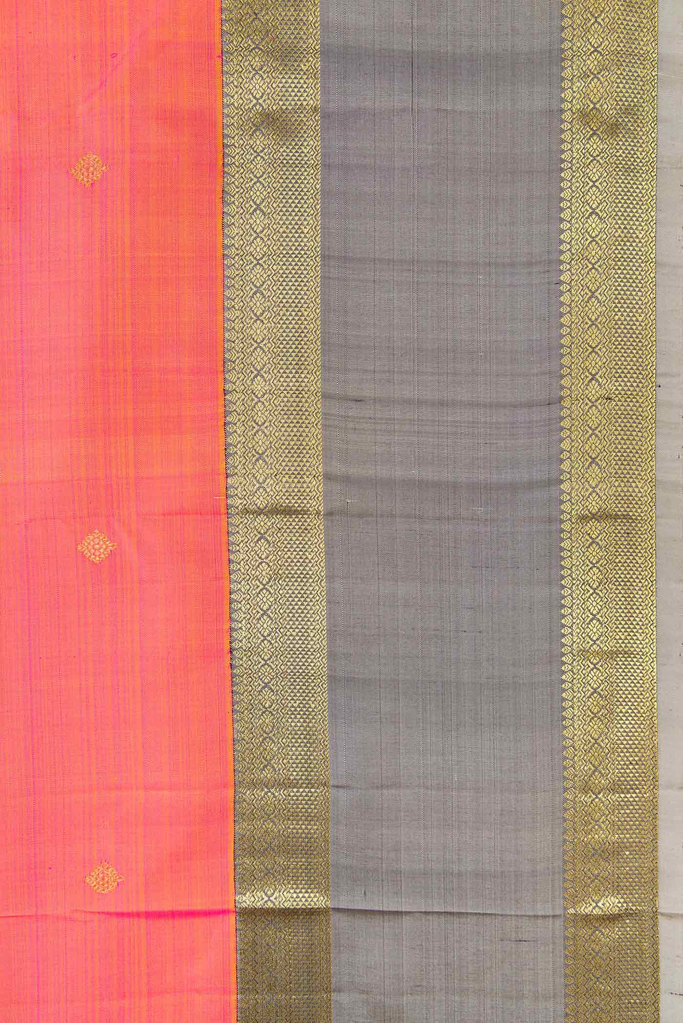 Pink with Yellow Color Kanjivaram Silk Saree - Image 3